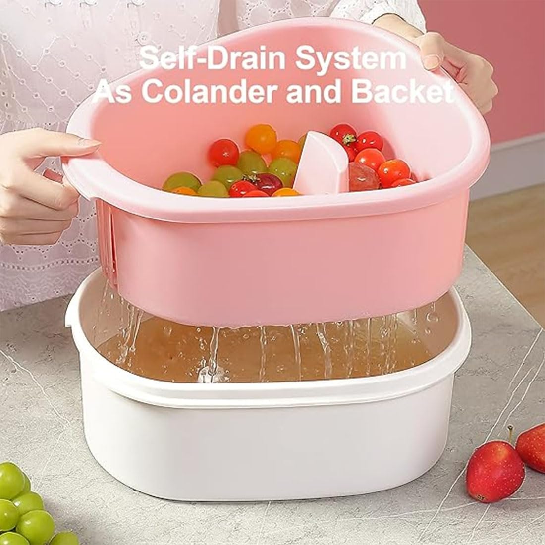 DENGWANG Fruit Cleaner Spinner with Brush and Lid