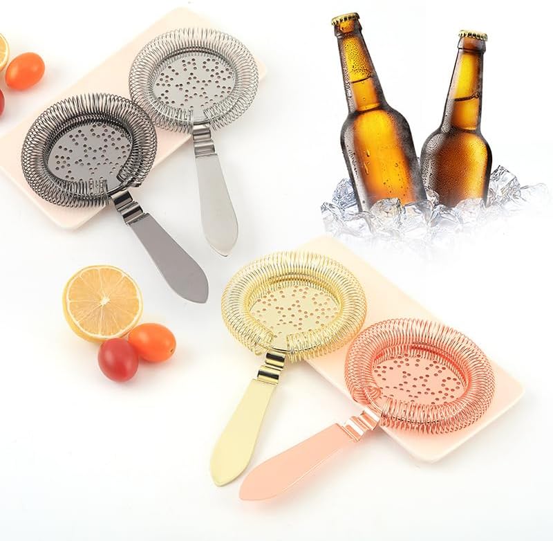 YUHWYI Bent Handle Cocktail Strainer with 4 Colors