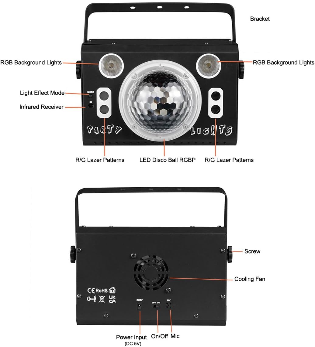 Kismee Sound Activated Disco Ball LED Light Projector