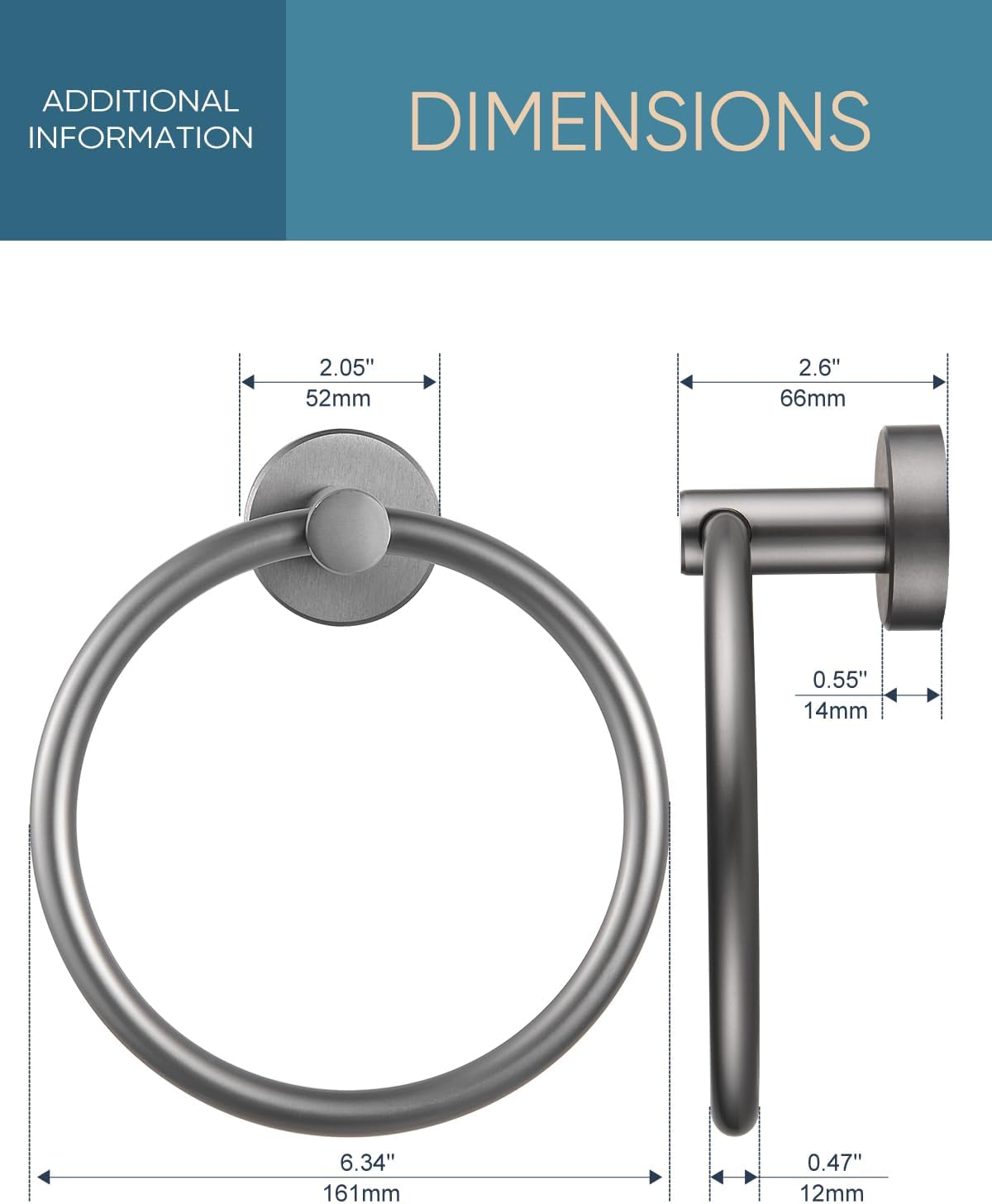 Cobbe Towel Ring - Bathroom Wall Mounted Holder