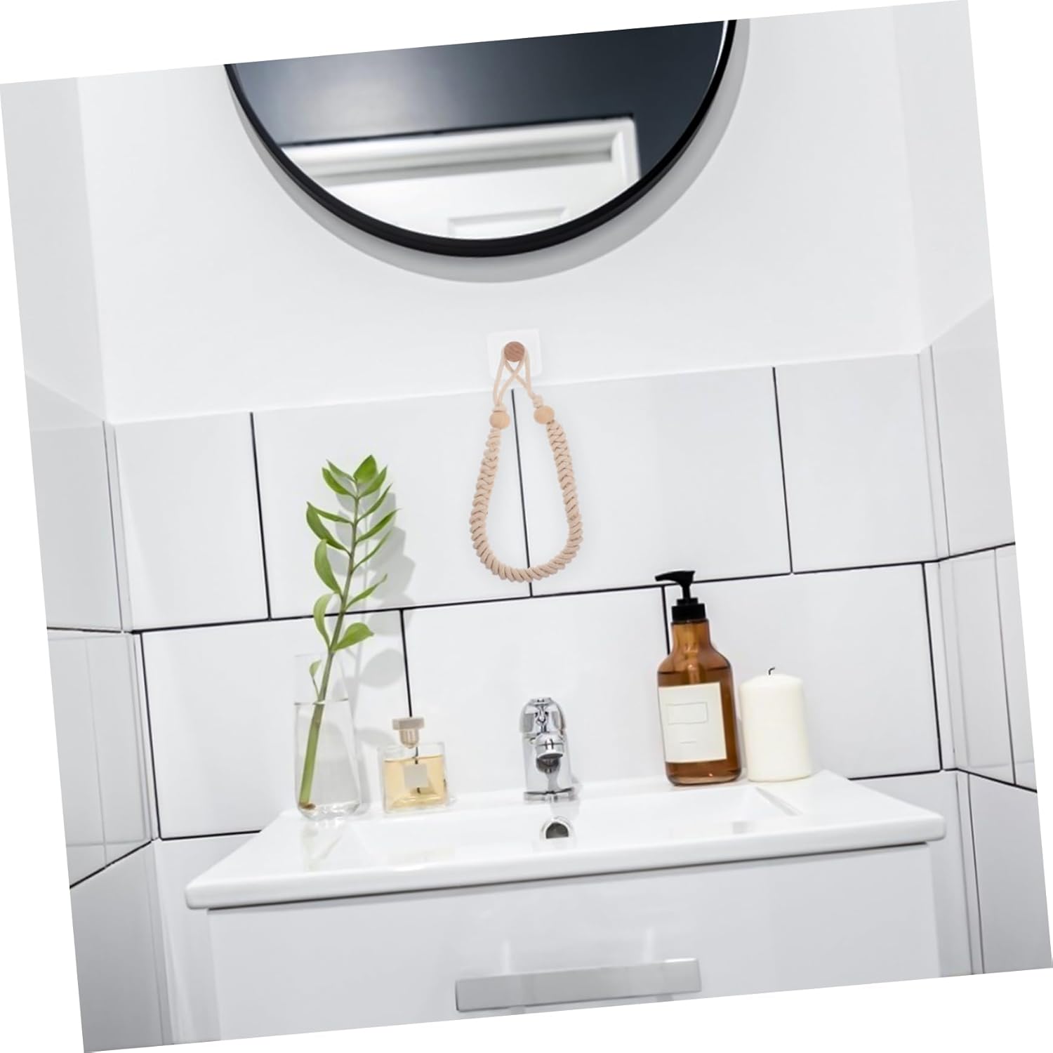 Happyyami Cotton Rope Toilet Paper Holder No Drill Wall Mount