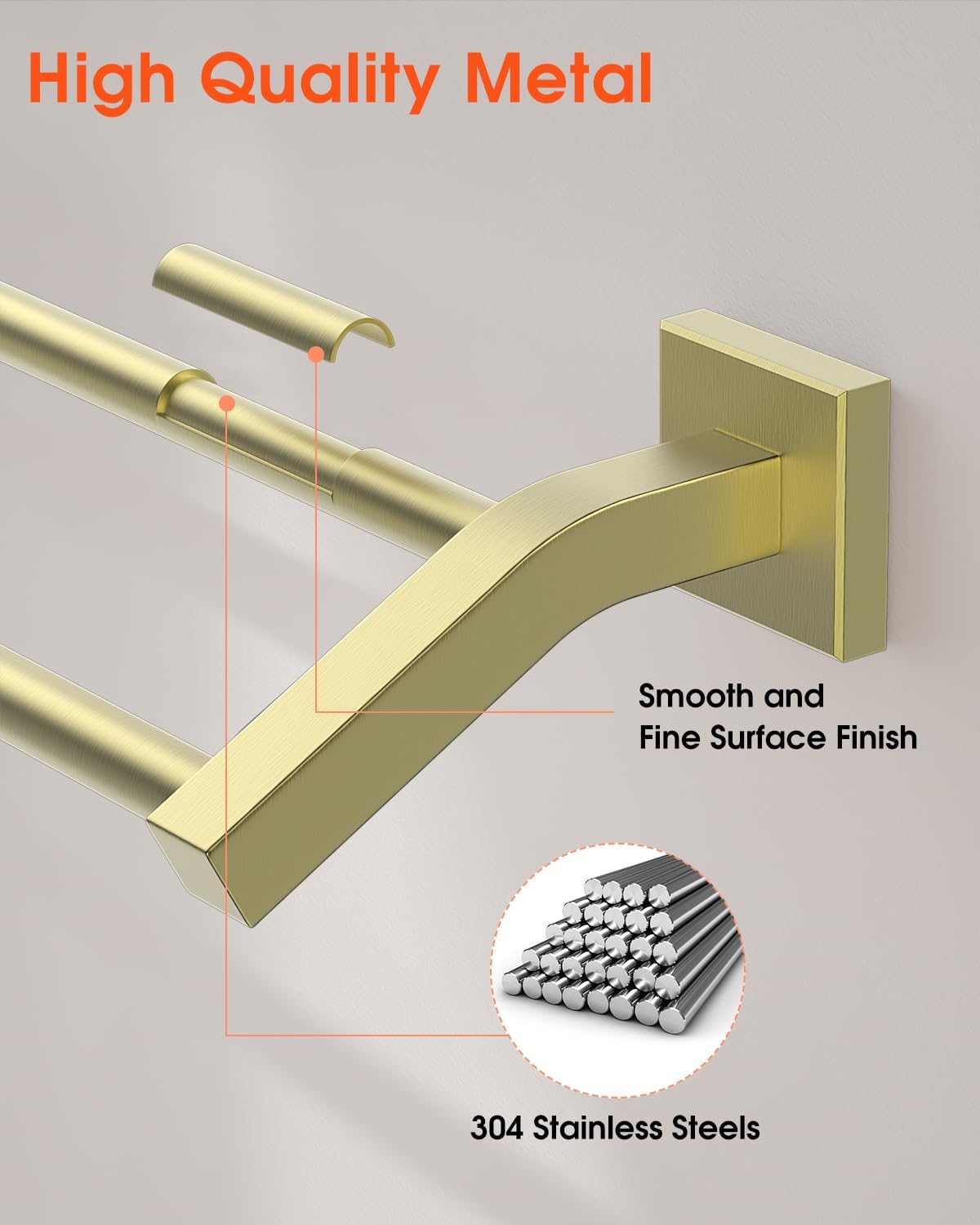 Alise Premium Double Towel Bars with Brushed Gold Finish