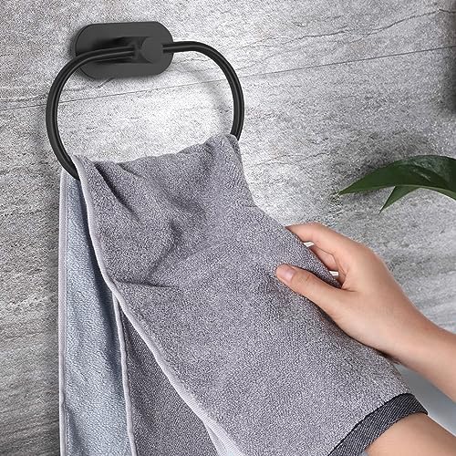Eolax Matte Black Towel Bar 2 Pack No Drilling Wall Mount