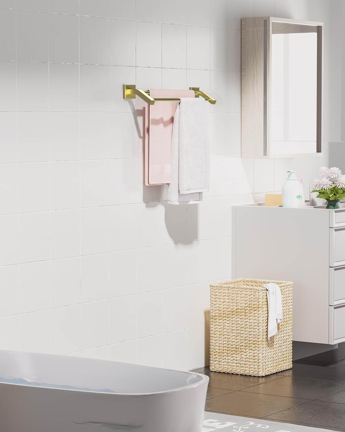 Alise Premium Double Towel Bars with Brushed Gold Finish