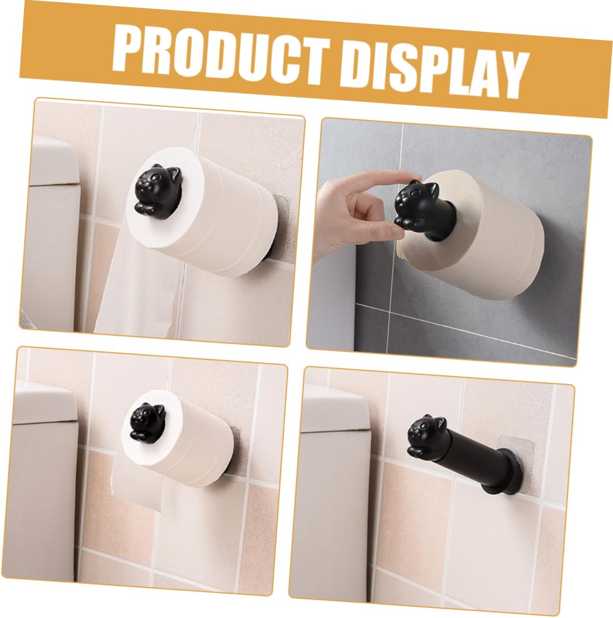 DOITOOL Wall Mounted Toilet Paper Holder Cute Cat Design Durable Tissue Rack