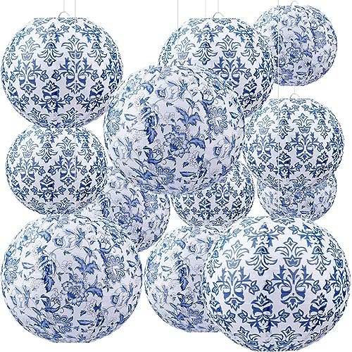 Retisee 12 Pcs 10 Inch Chinoiserie Paper Lantern Set