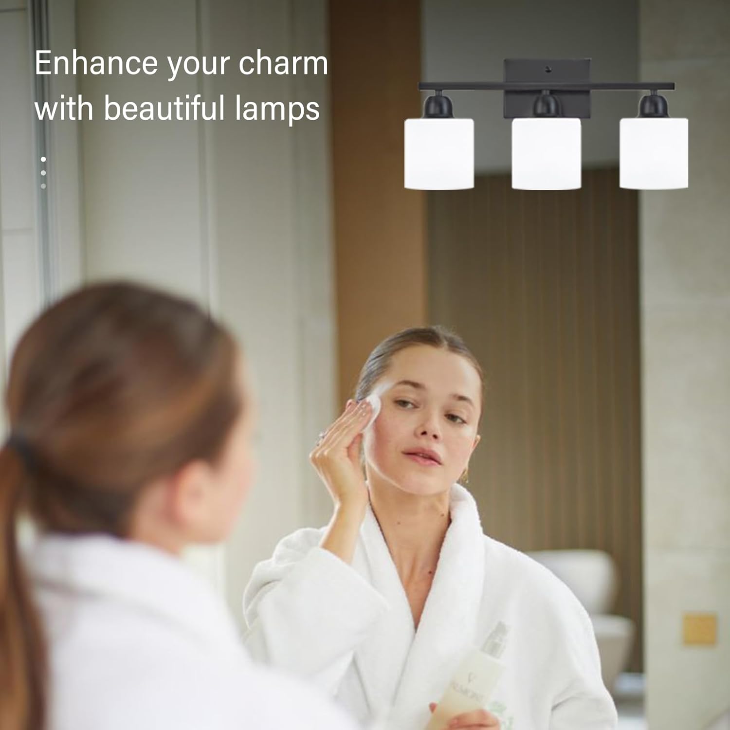 FAISHILAN 3-Light Black Bathroom Vanity Light with Clear Glass Shades