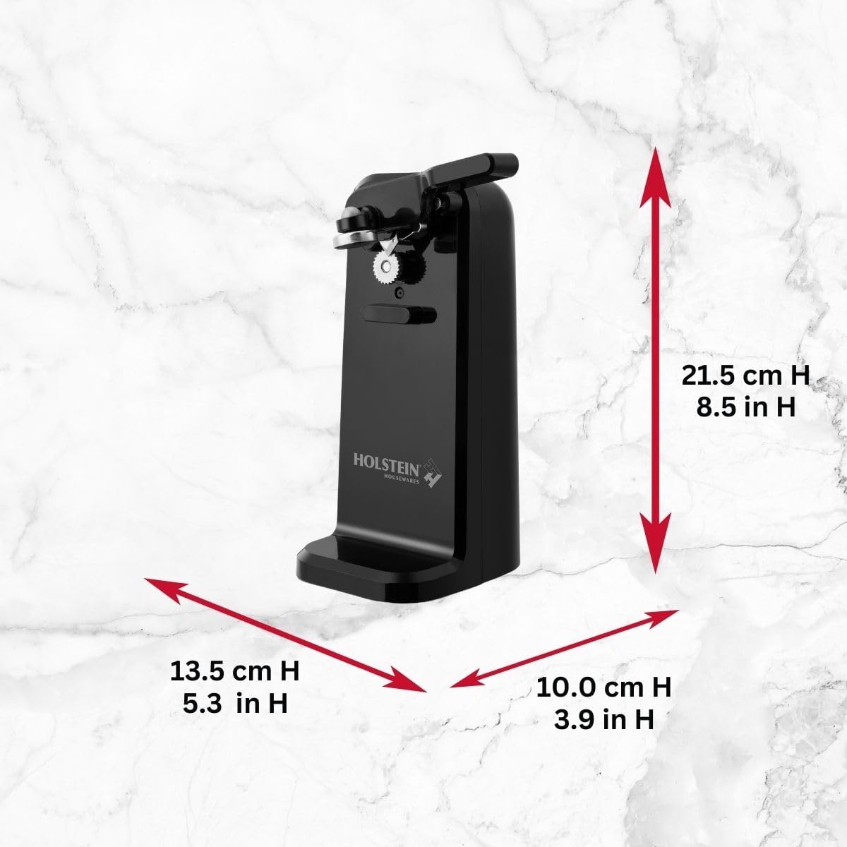 Holstein Electric Can Opener with Auto Shutoff and Push Down Lever - Black