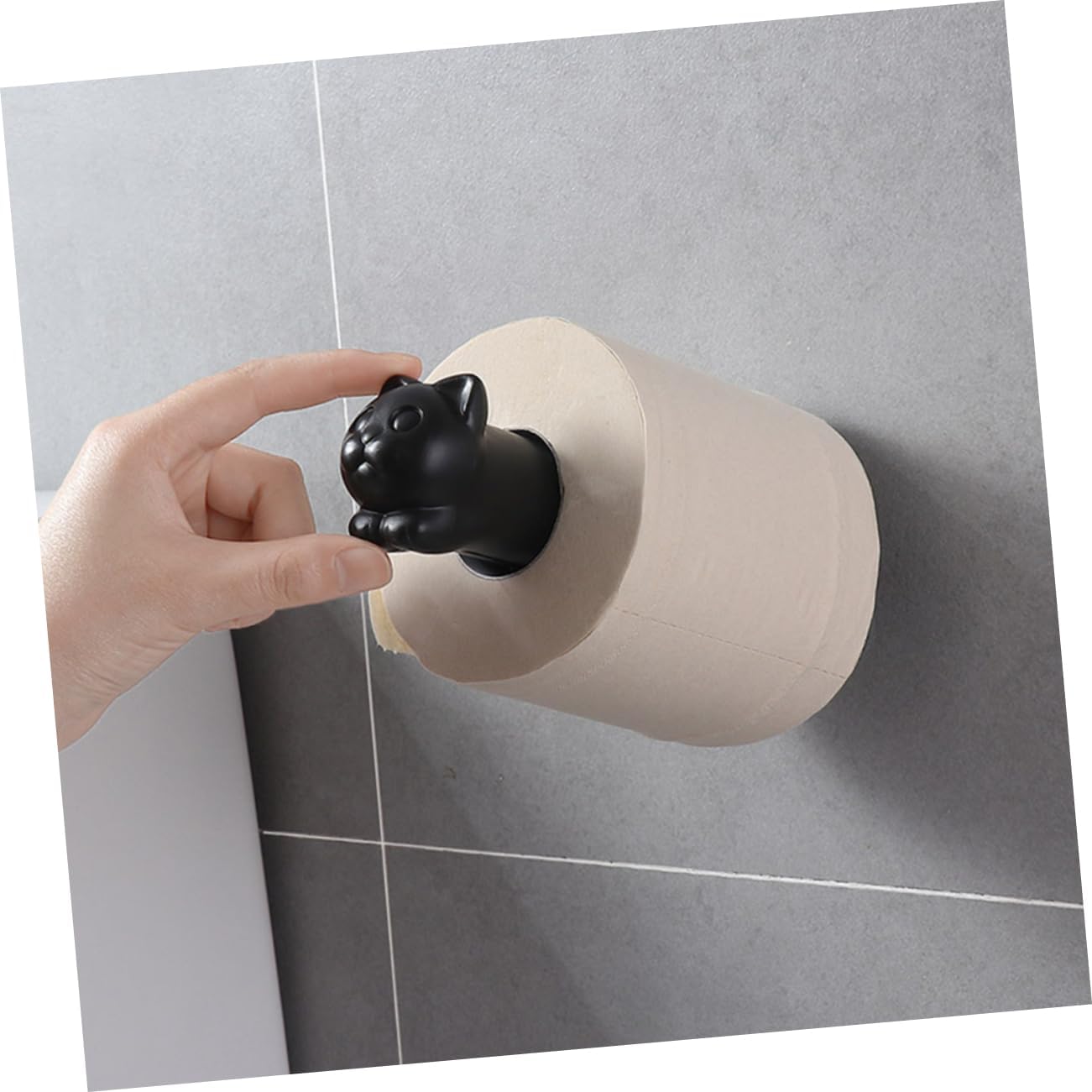 DOITOOL Wall Mounted Toilet Paper Holder Cute Cat Design Durable Tissue Rack