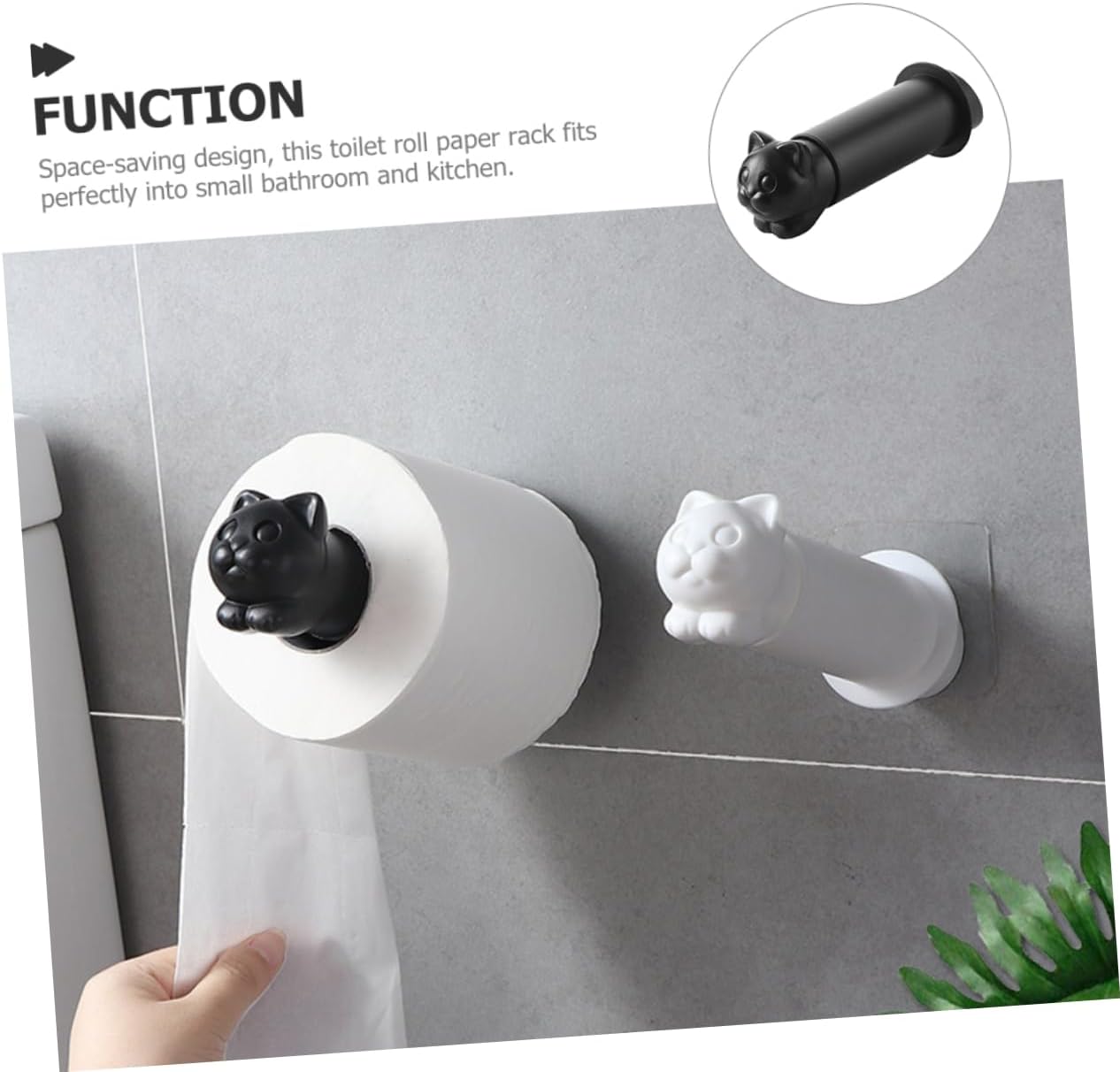 POPETPOP Wall Mounted Toilet Paper Holder Cute Animal Design Space Saving Bathroom Organizer