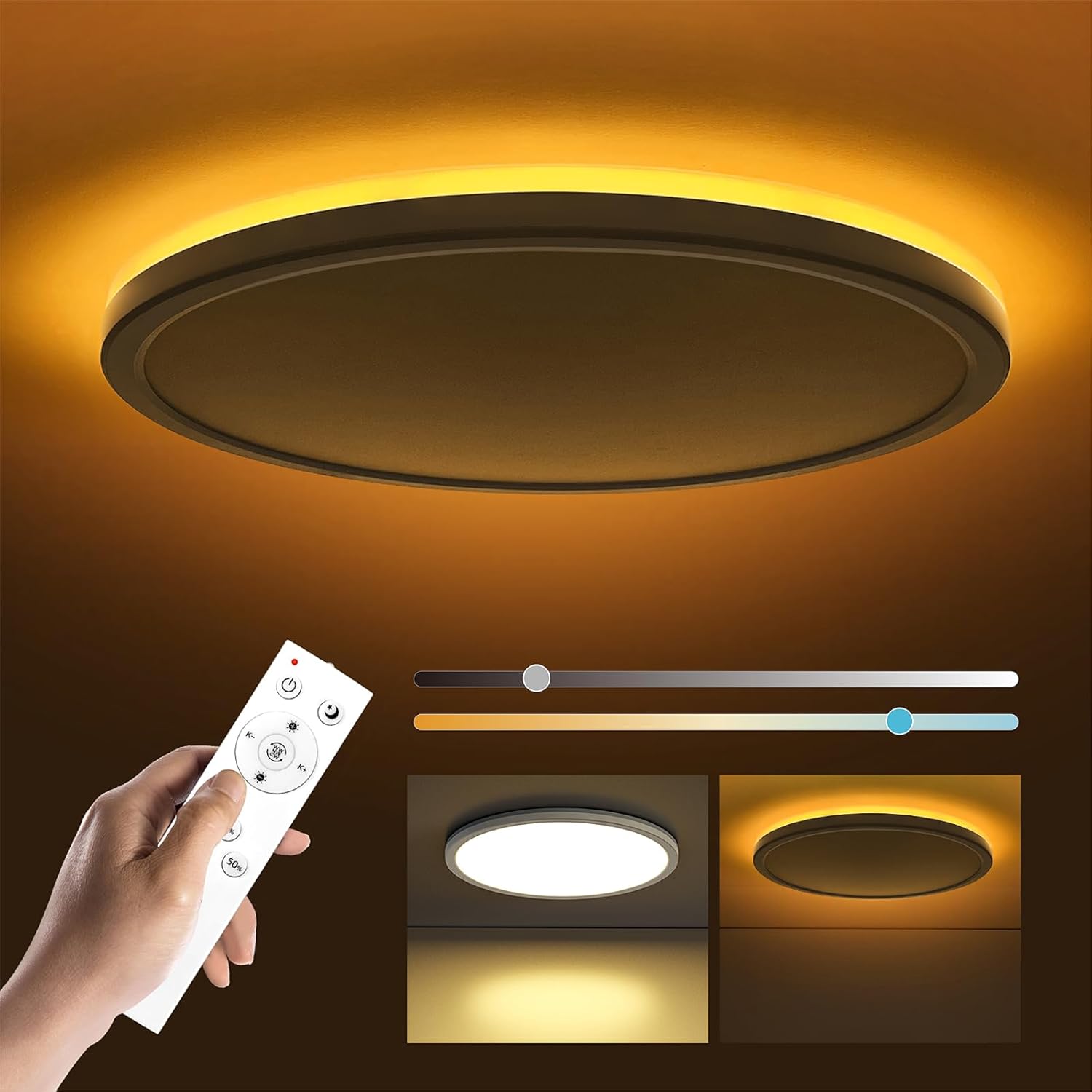 Matane 12in LED Flush Mount Light with Remote Control