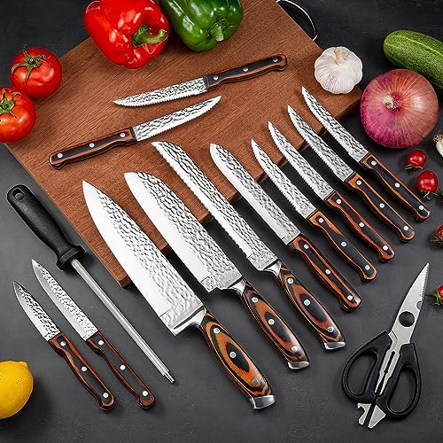 KroWallu 15-Piece Knife Block Set with Sharpener 1