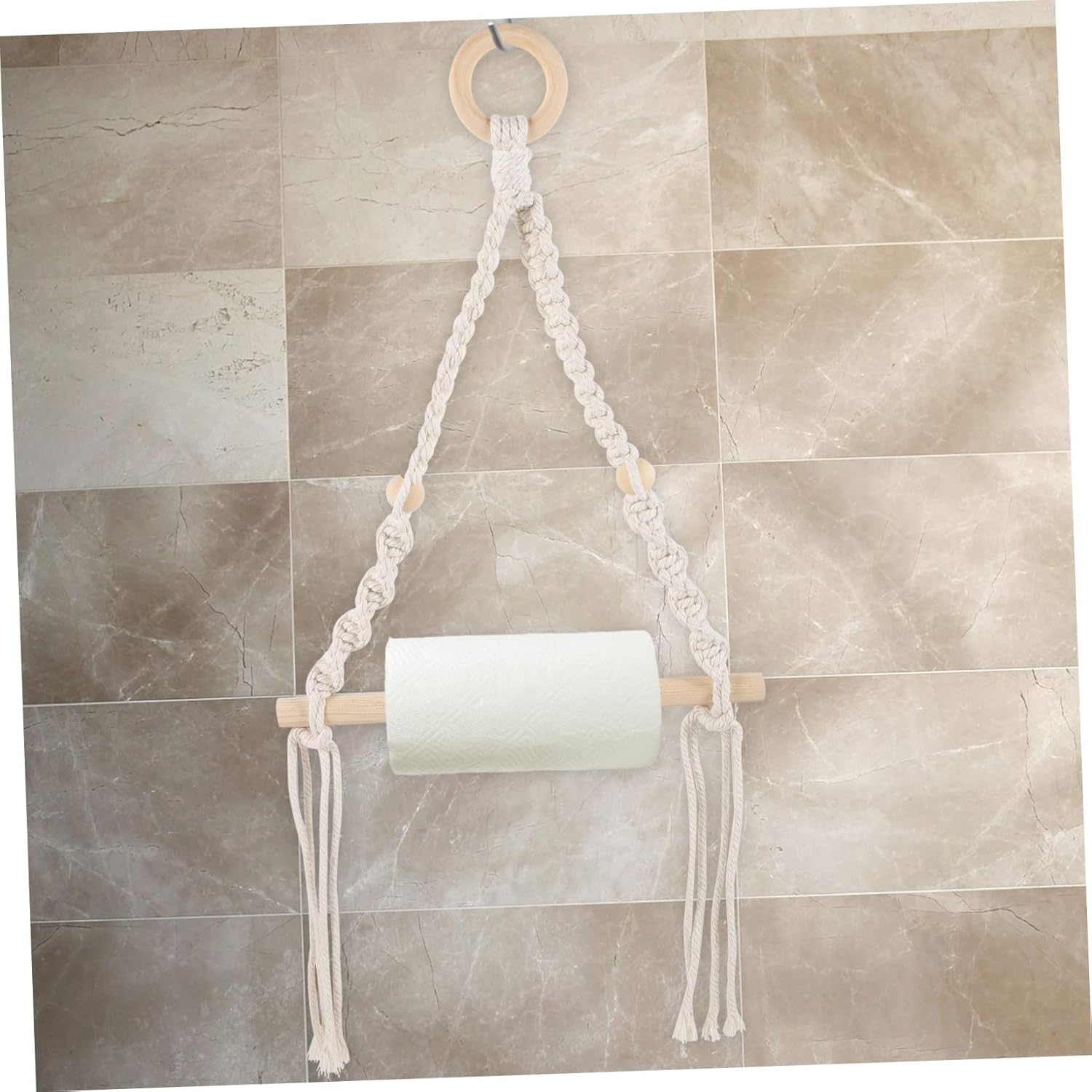 HOUDERCO Nautical Style Macrame Toilet Paper Holder