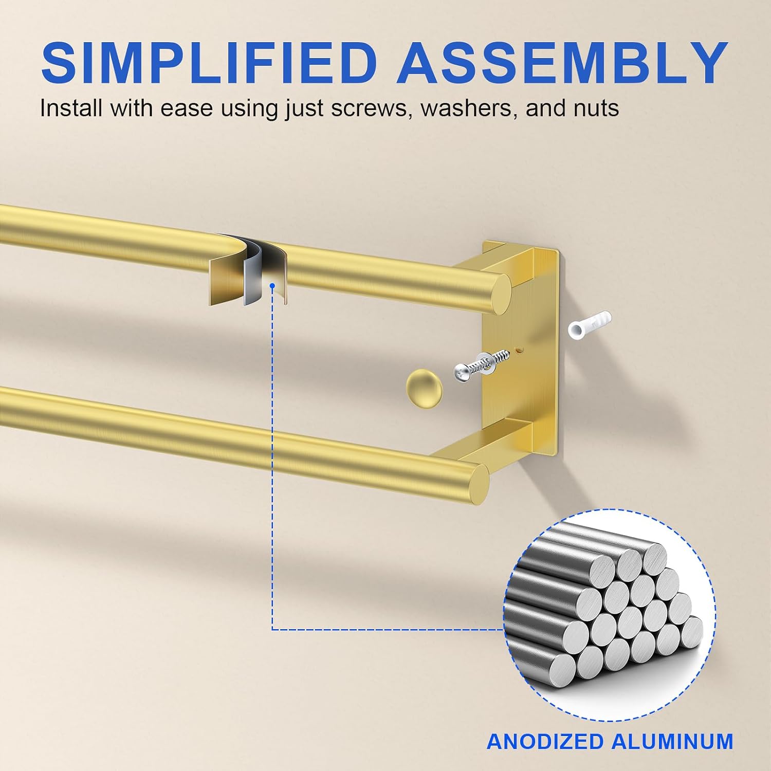 LUNLIDA 24in Double Towel Bar Stainless Steel 1