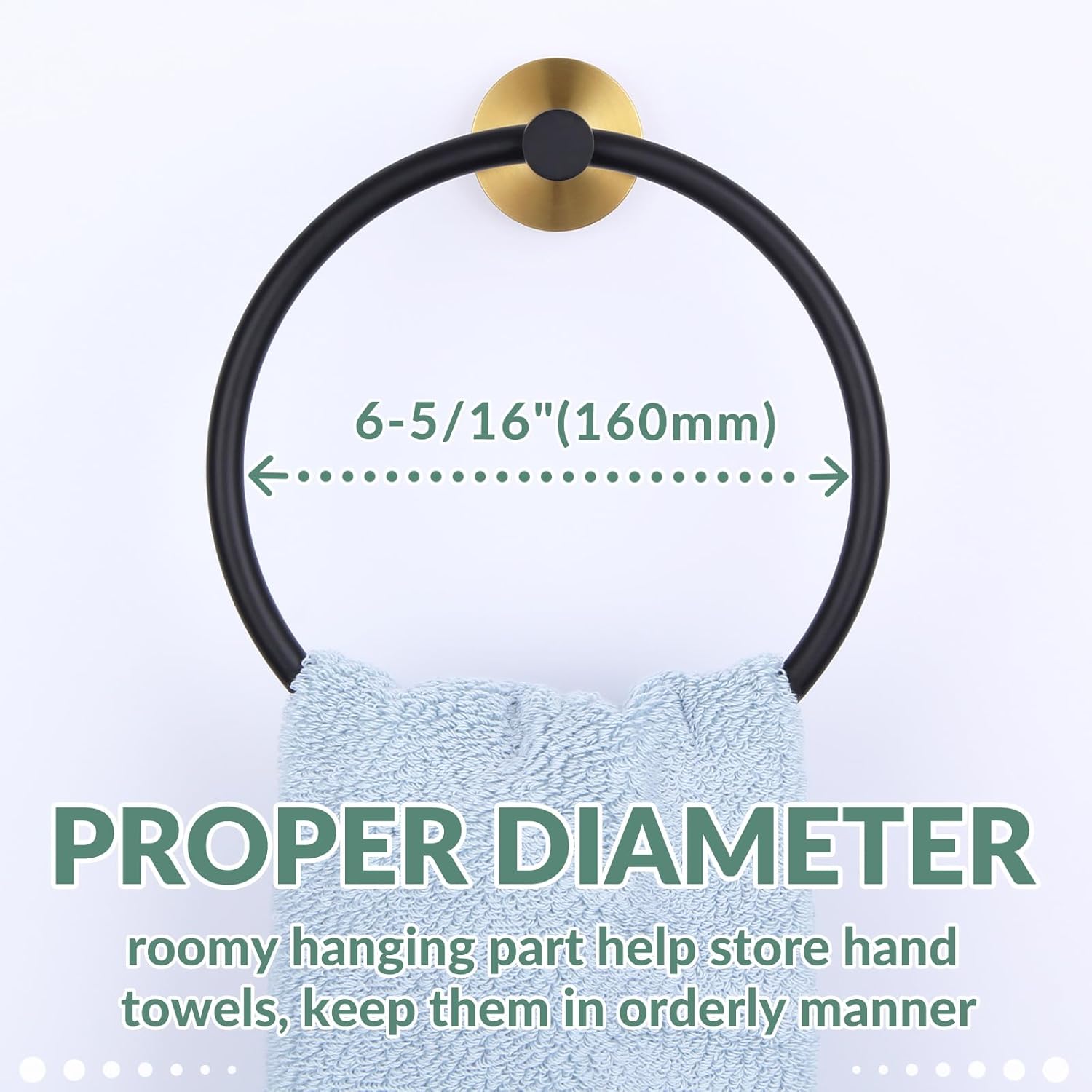 APLusee Black Gold Stainless Steel Towel Ring
