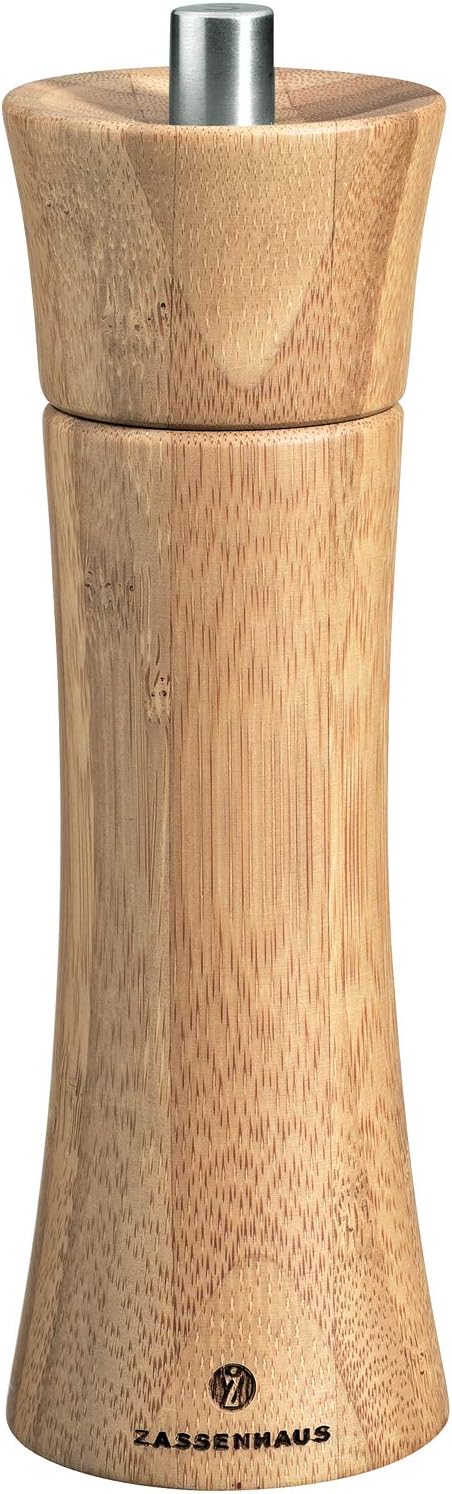 Zassenhaus Bamboo Salt Grinder with 6-Position Dial