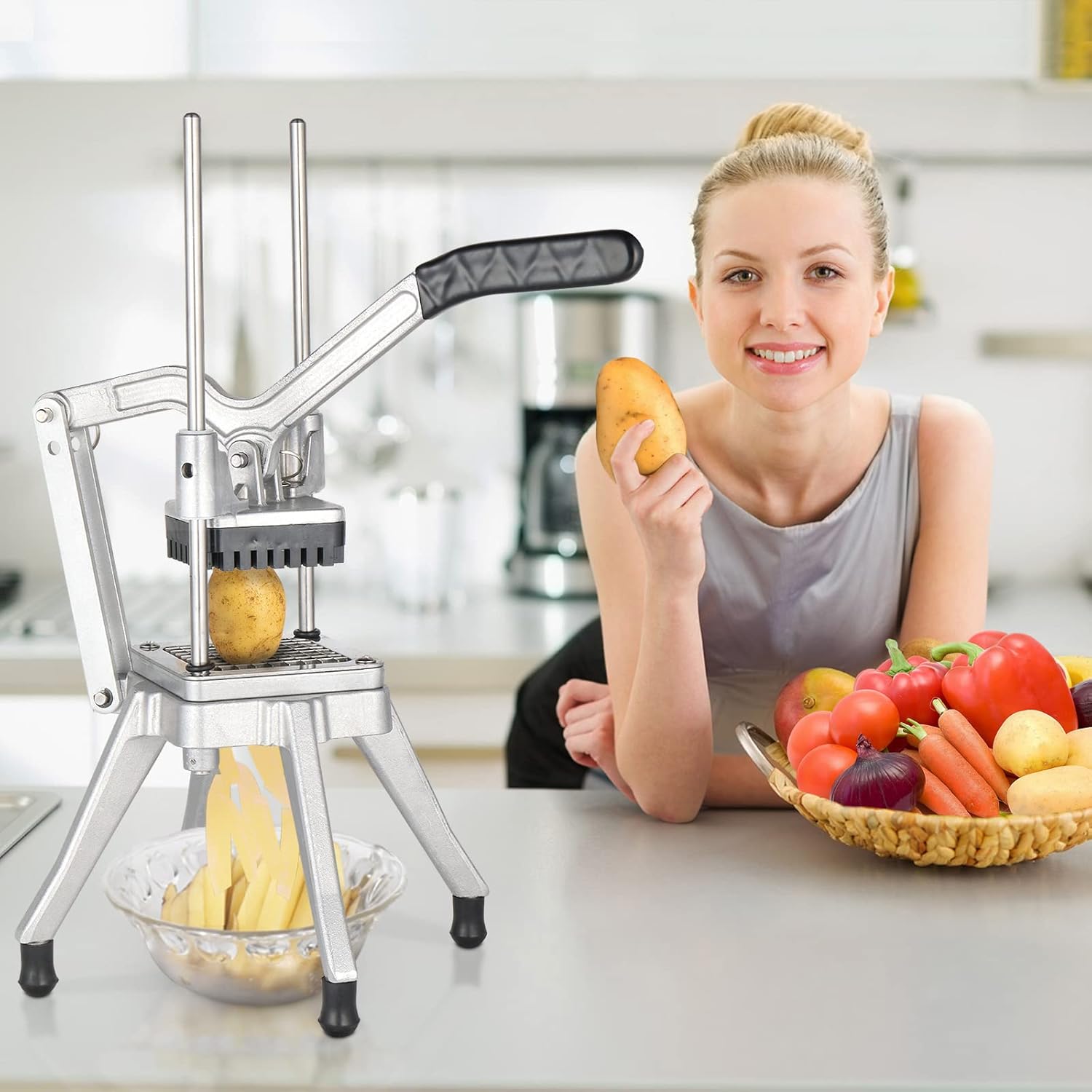 ROVSUN Commercial Vegetable Chopper with 4 Blades and 8-Wedge Blades 1
