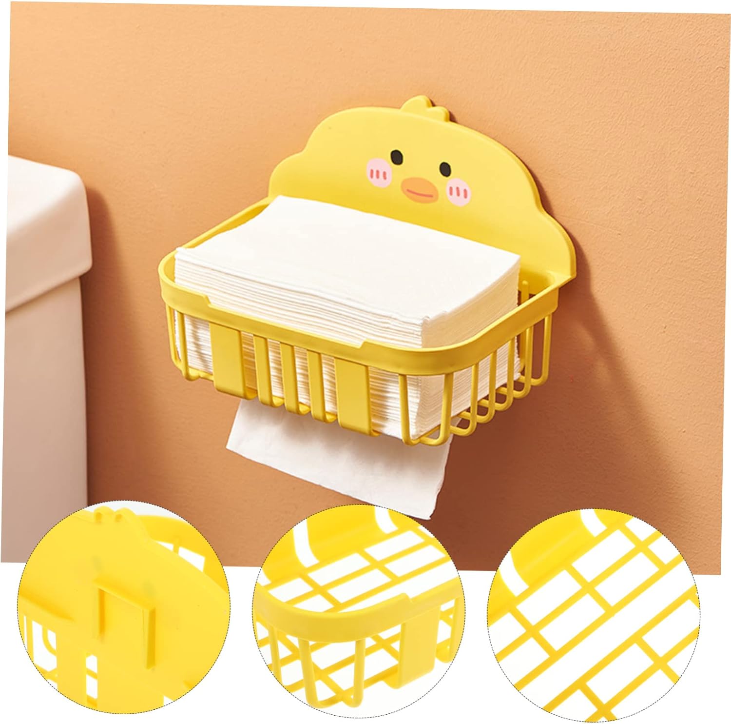DIYEAH 2Pcs Cartoon Toilet Paper Holders with Storage Baskets Wall Mount