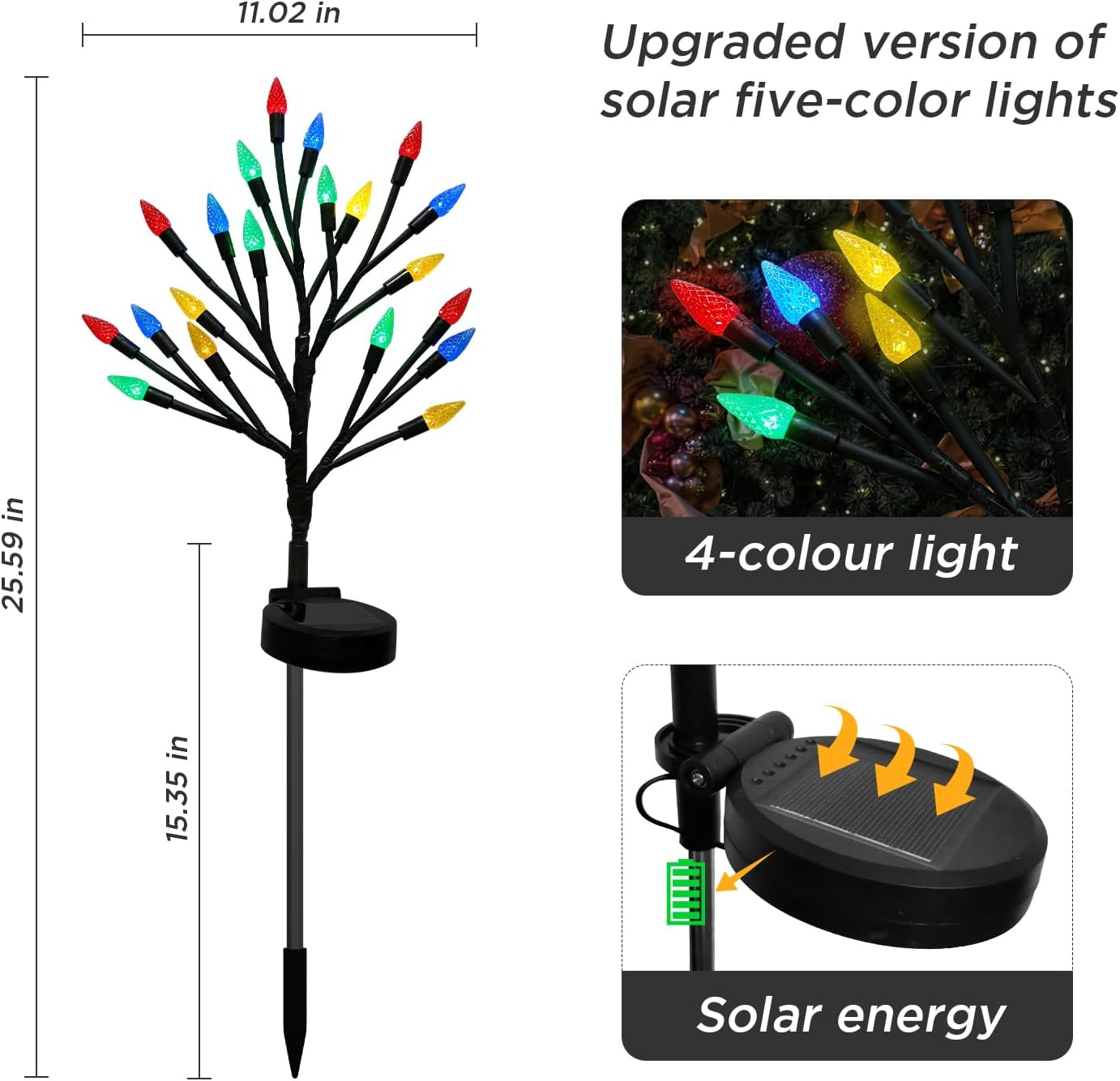BeHiller Solar Strawberry Tree Lights 2PACK Outdoor Decor