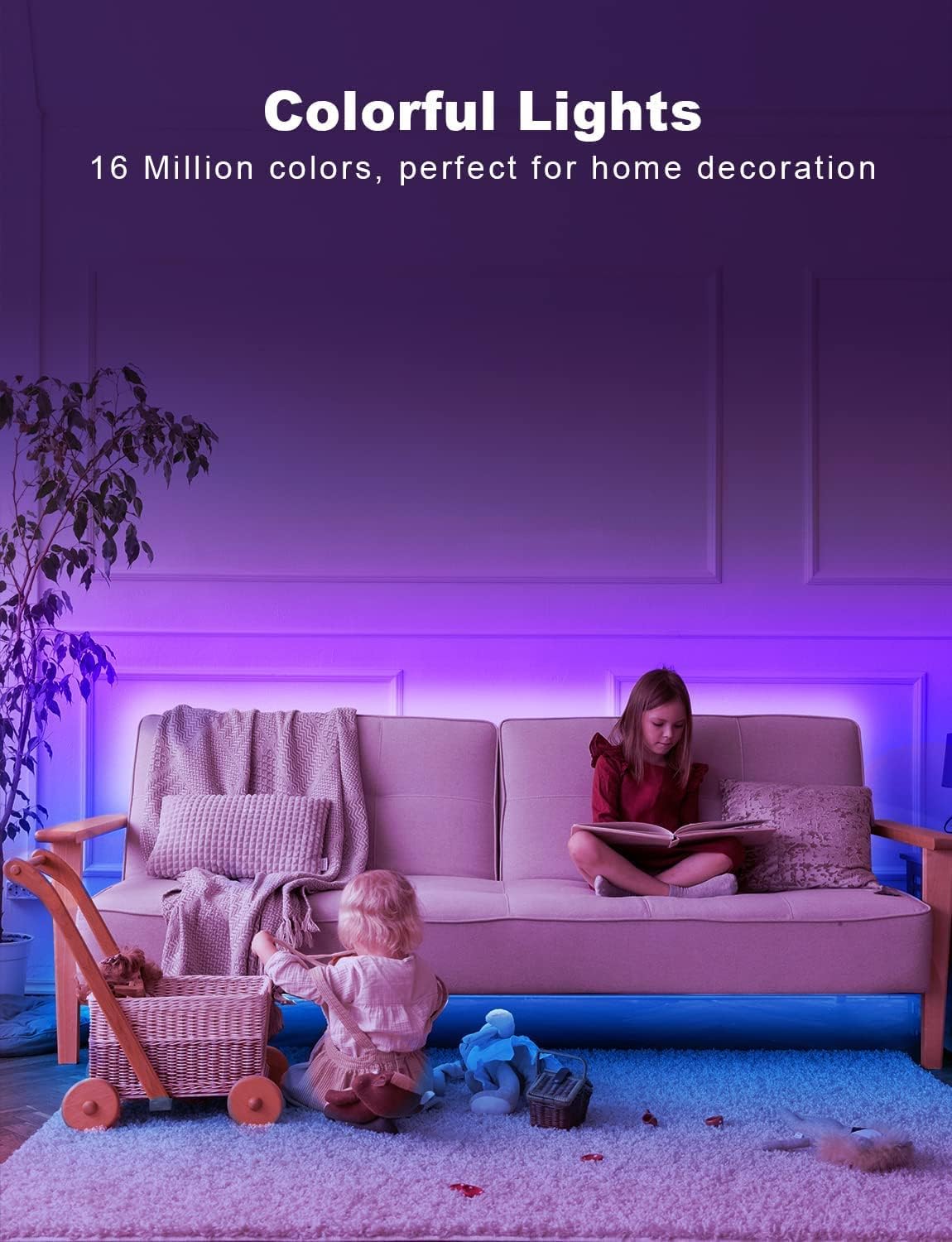 DAYBETTER 300ft RGB LED Strip Lights for Bedroom with App Control