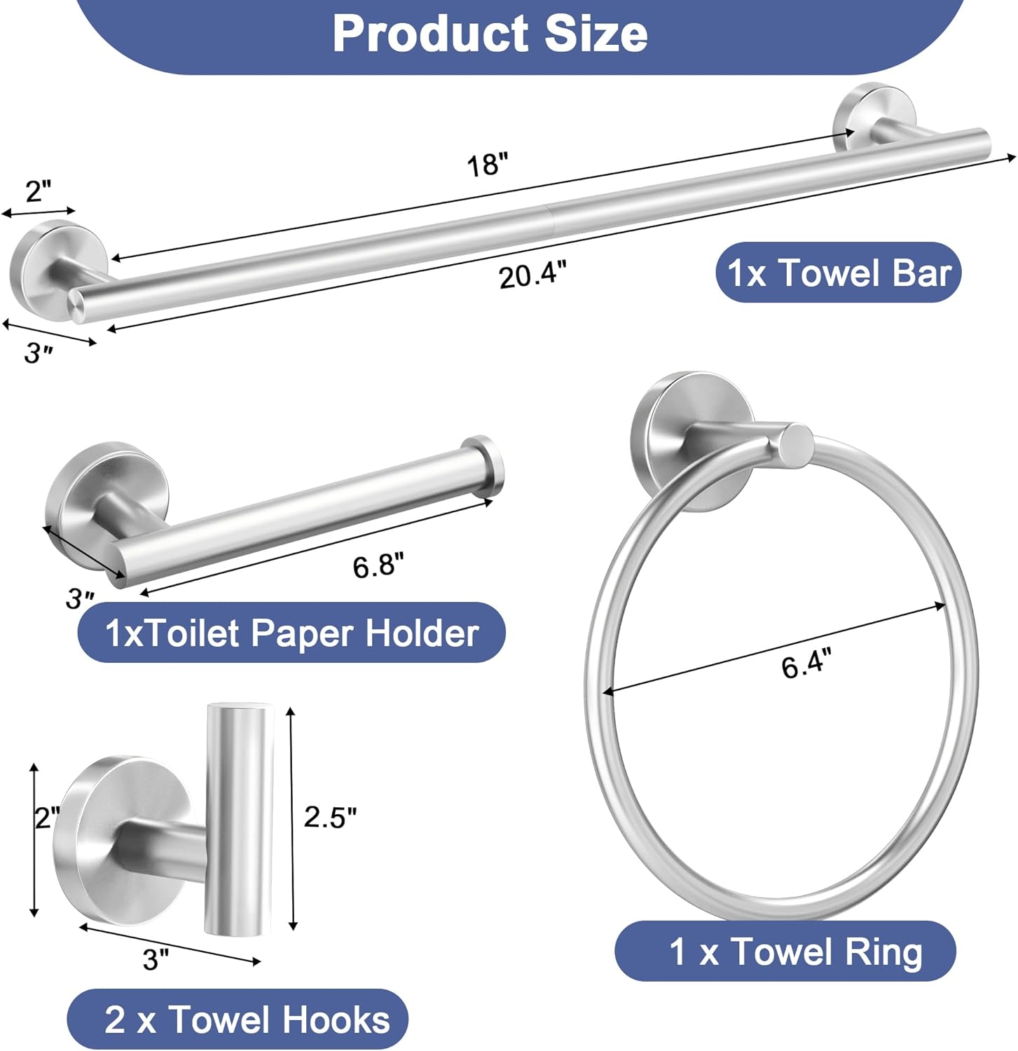 SCILIVE 5-Piece Brushed Nickel Bathroom Hardware Set
