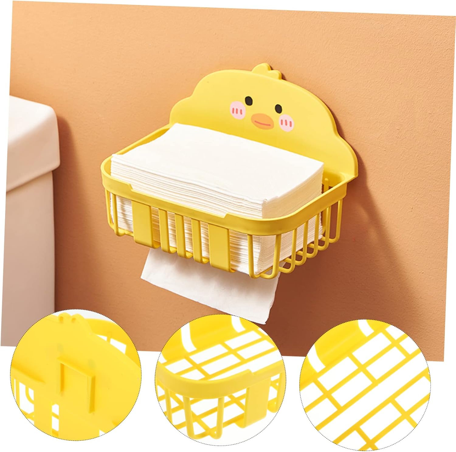 HOLIDYOYO 2Pcs Wall Mount Toilet Paper Holder with Storage Baskets