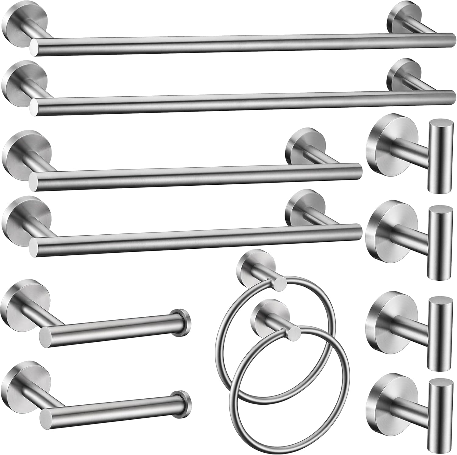Kwanicas 12-Piece Brushed Nickel Bathroom Hardware Set 1