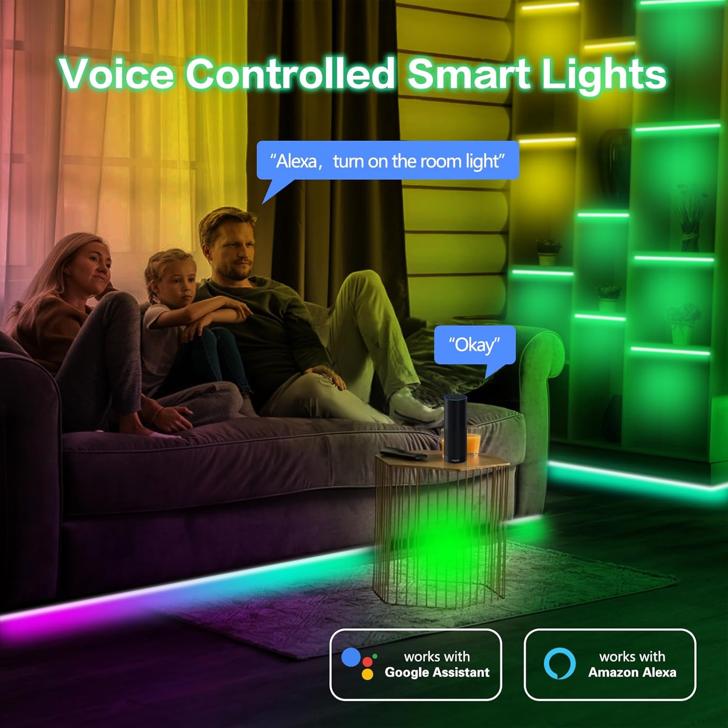 KEXU Smart WiFi LED Strip Light 50ft with Alexa Google Assistant