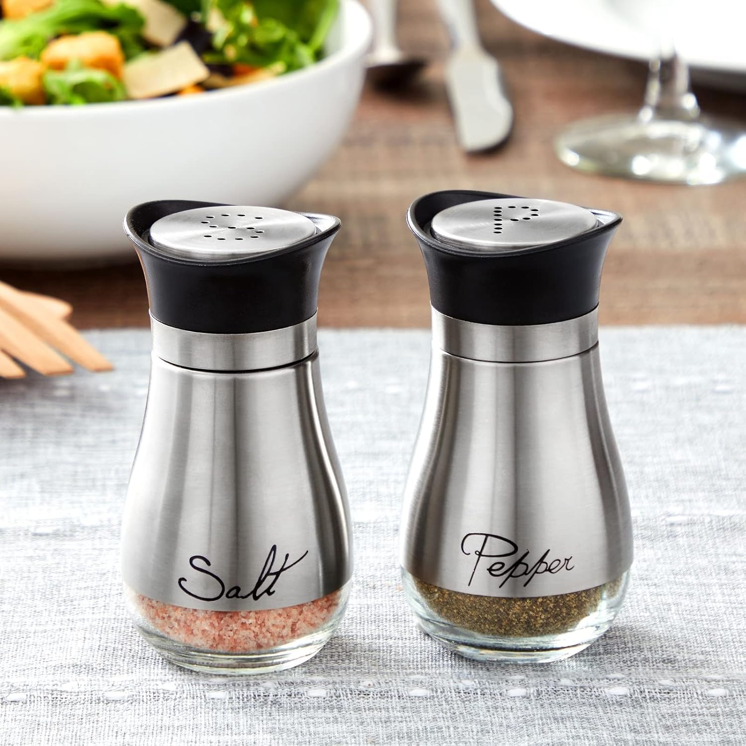 Juvale 4oz Stainless Steel Salt Pepper Shaker Set