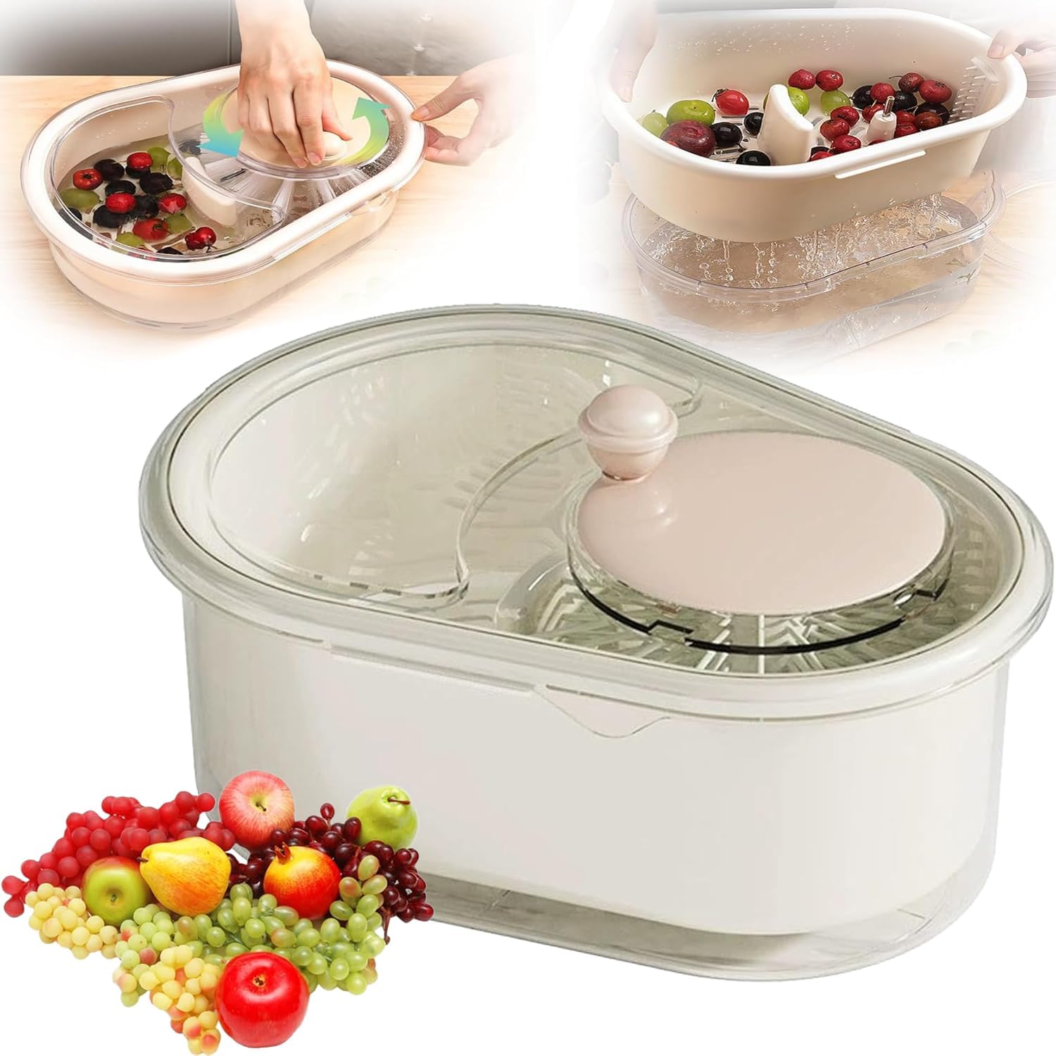 Rogess Fruit Cleaner Spinner with Lid 2025 Efficient Rotary Wash