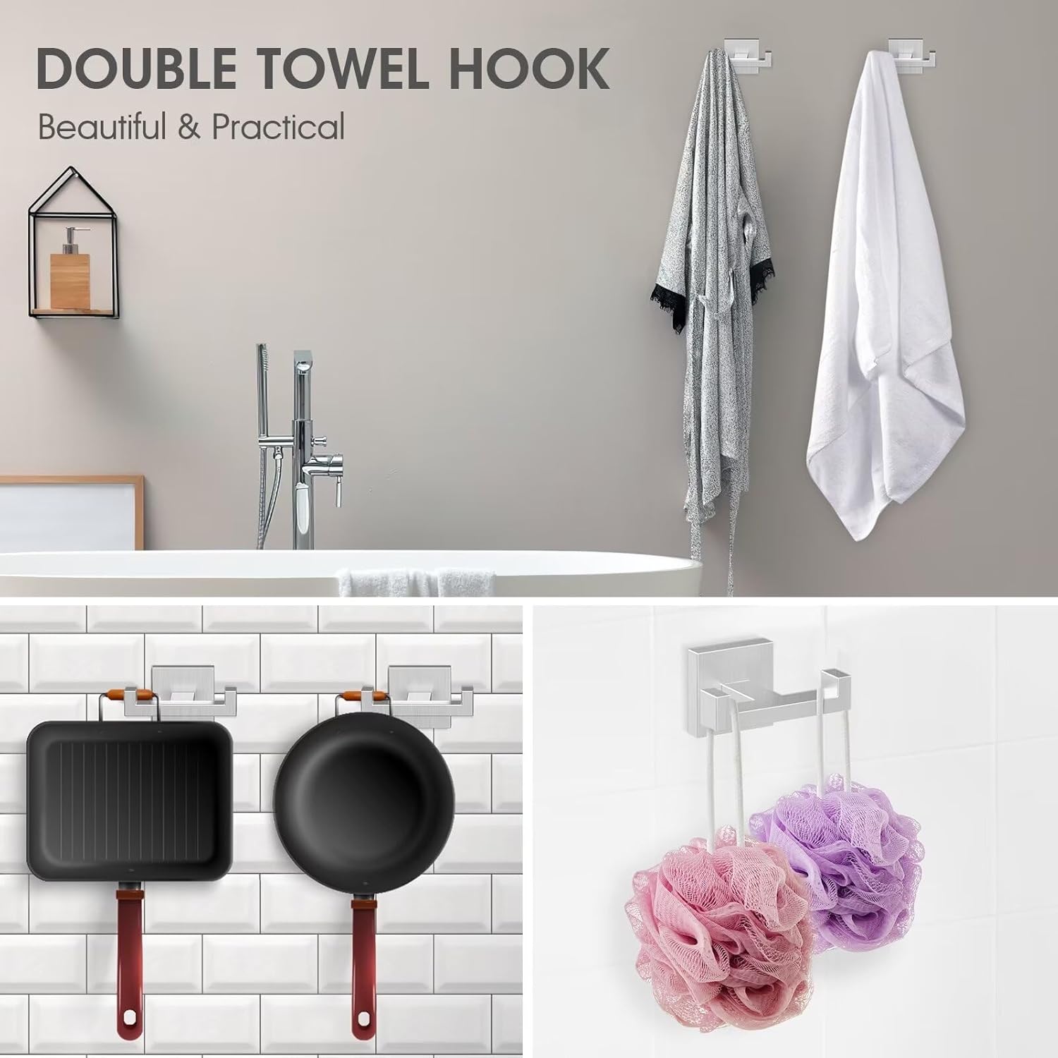 BOZWELL Double Towel Hooks Bathroom 1502-NL-1