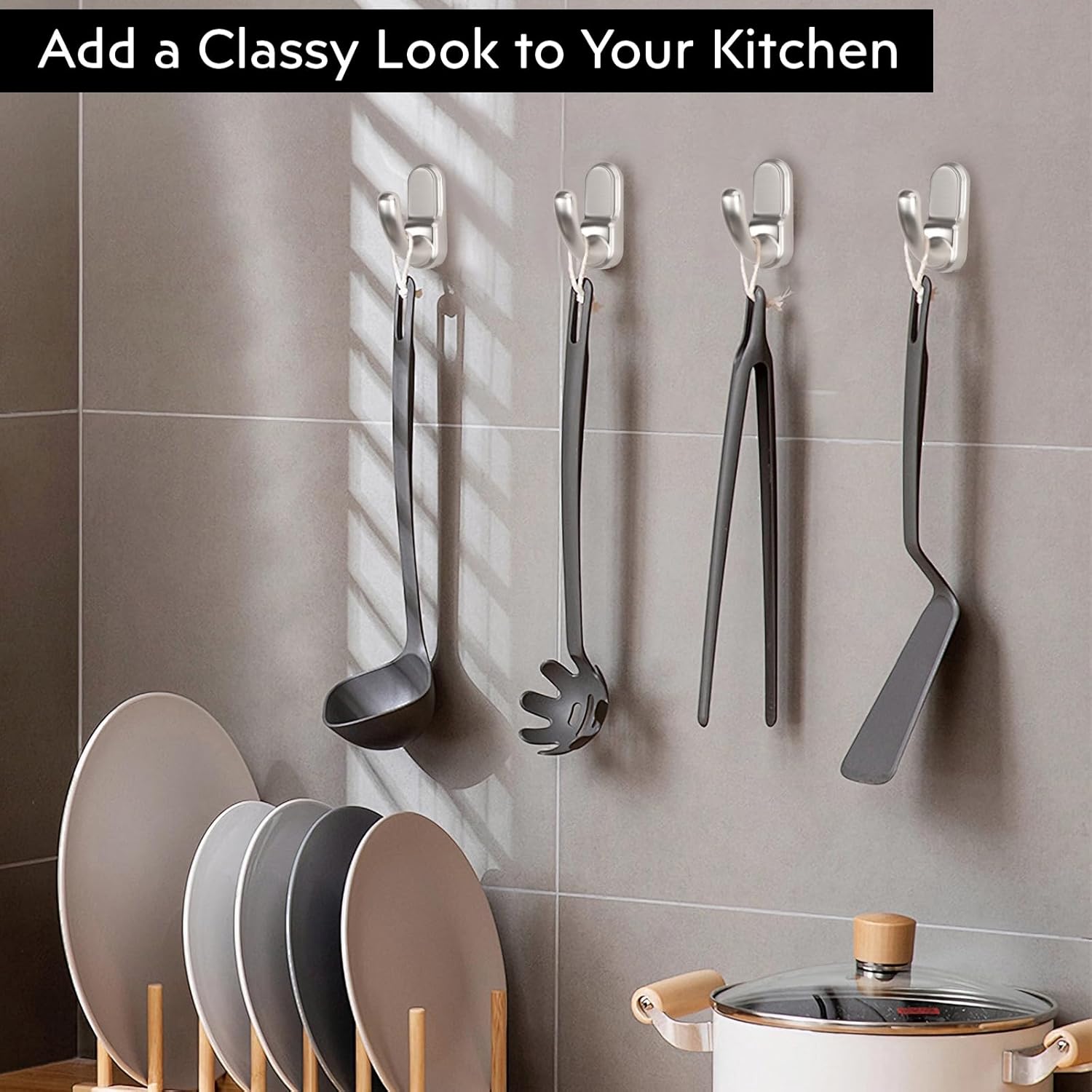 4 Pack Brushed Nickel Wall Mounted Towel Hooks