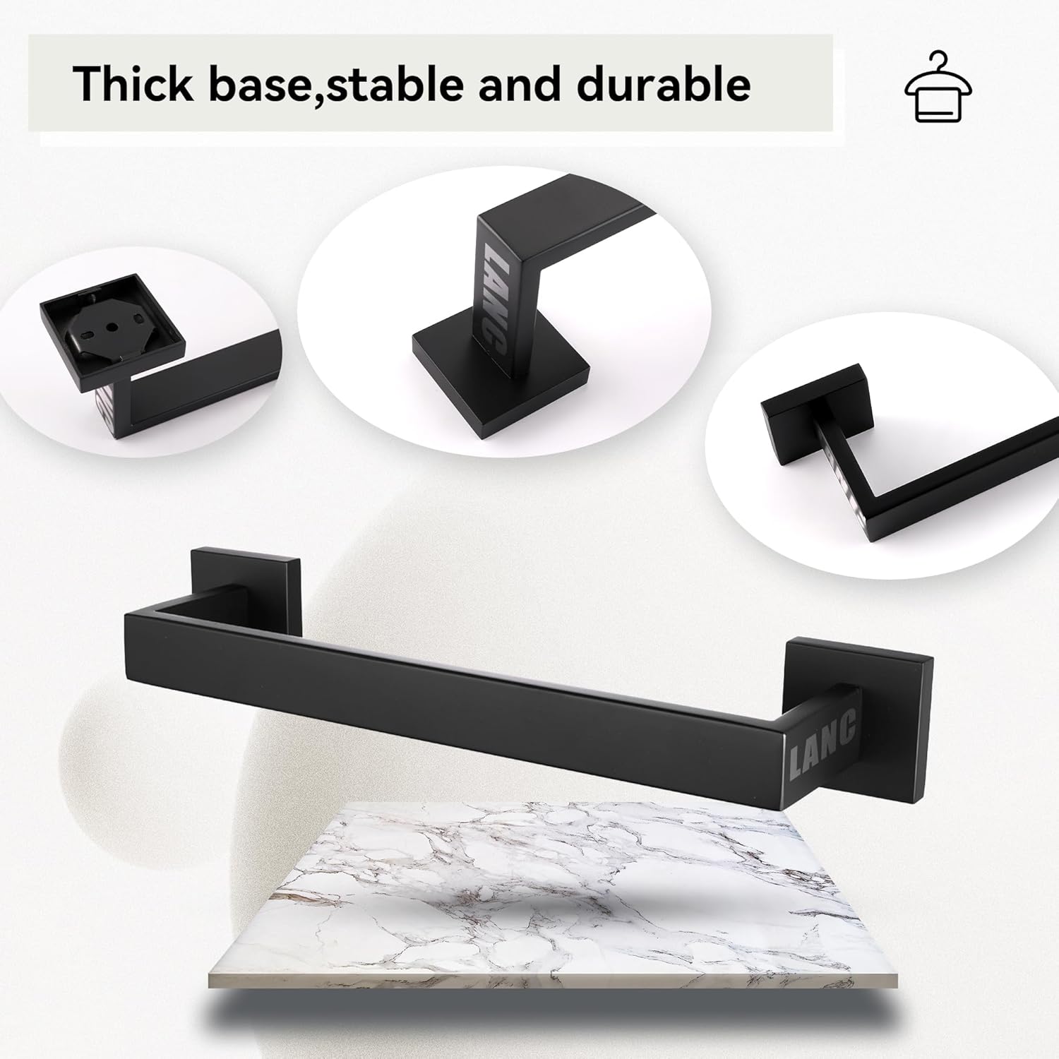 12-Inch Matte Black Stainless Steel Towel Bar