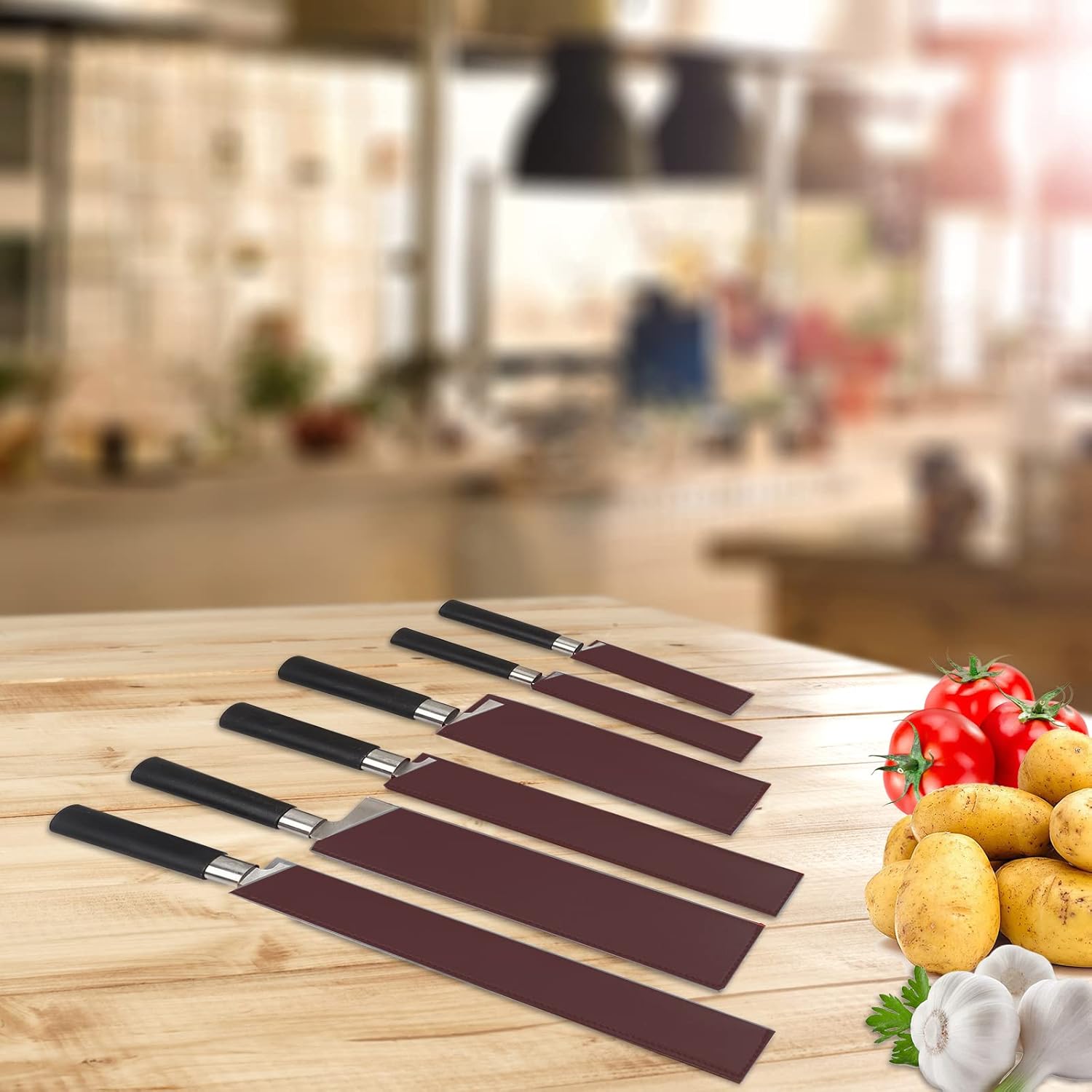 HERSENT Knife Sheath Set Of 6 Brown