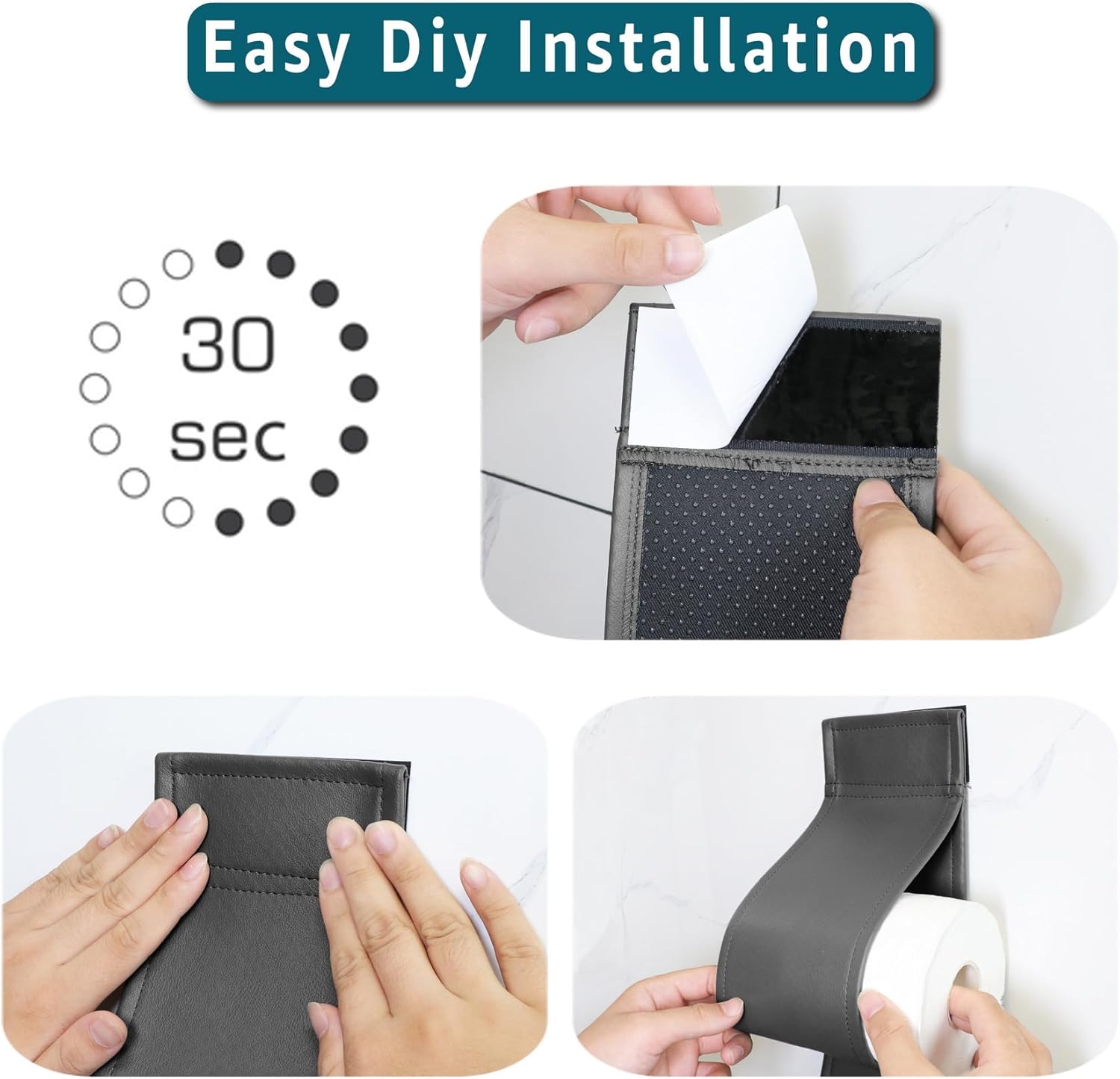 AmazeCov Dark Gray Leather Toilet Paper Holder