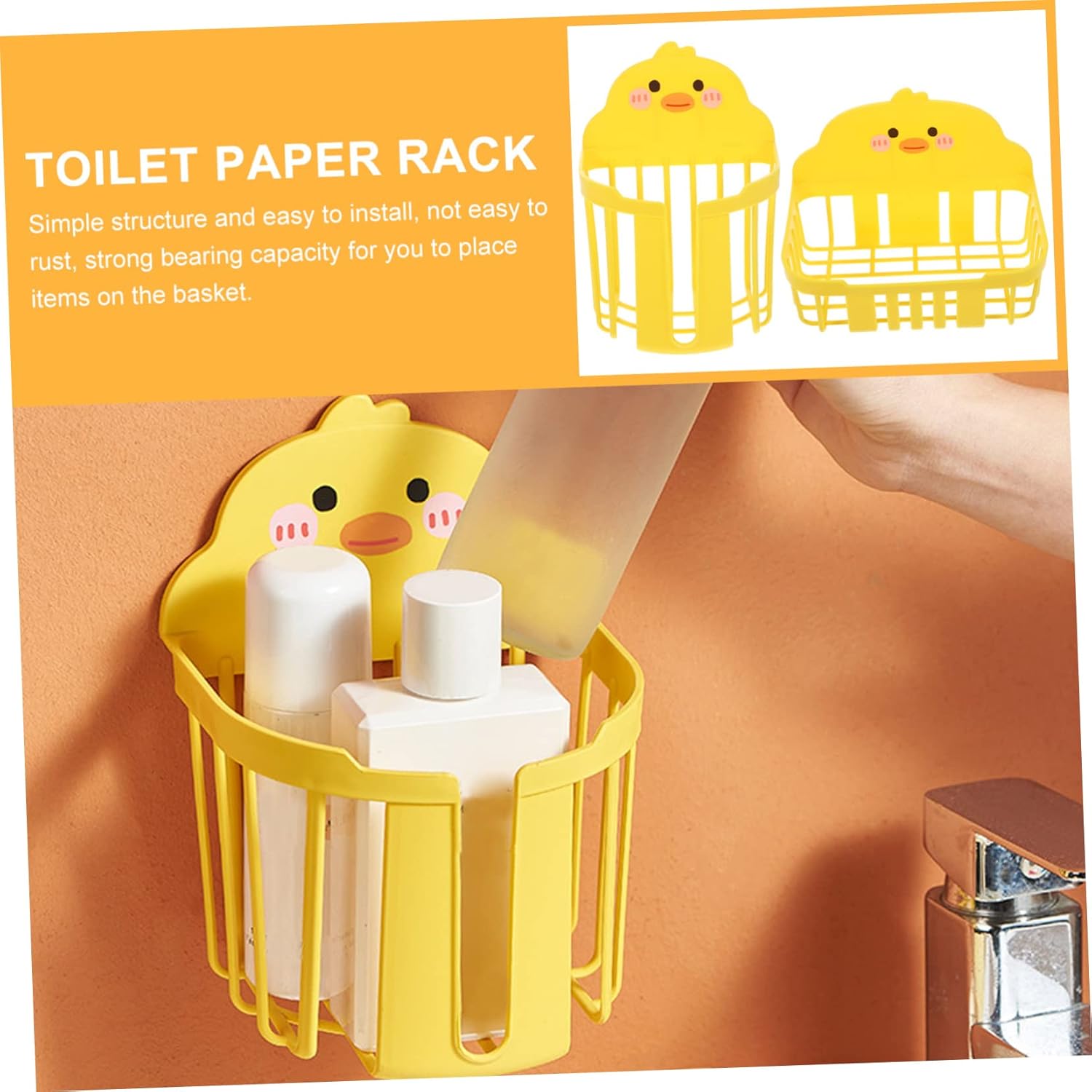 DIYEAH 2Pcs Cartoon Toilet Paper Holders with Storage Baskets Wall Mount