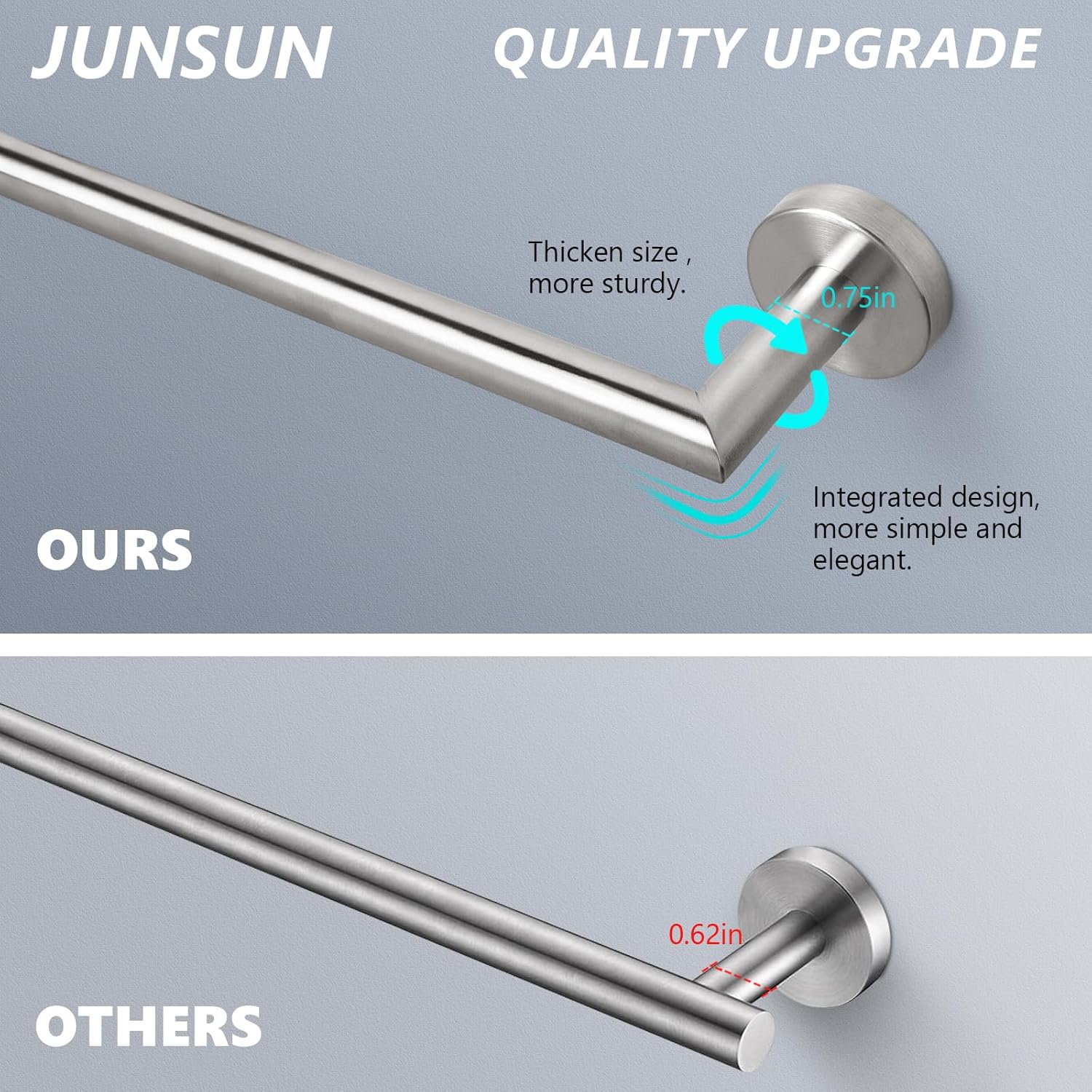 JunSun 24 Inch Modern Towel Bar with Brushed Nickel Finish