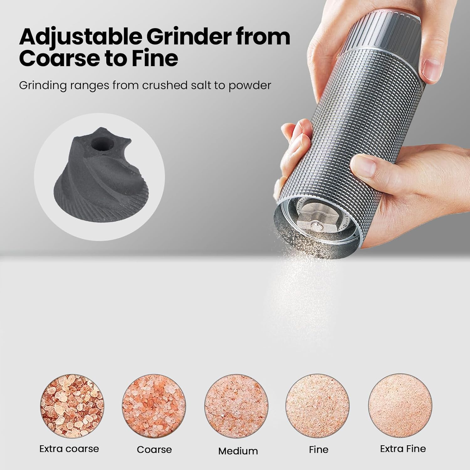 WhiteRhino Professional Salt Pepper Mill with 12 Settings