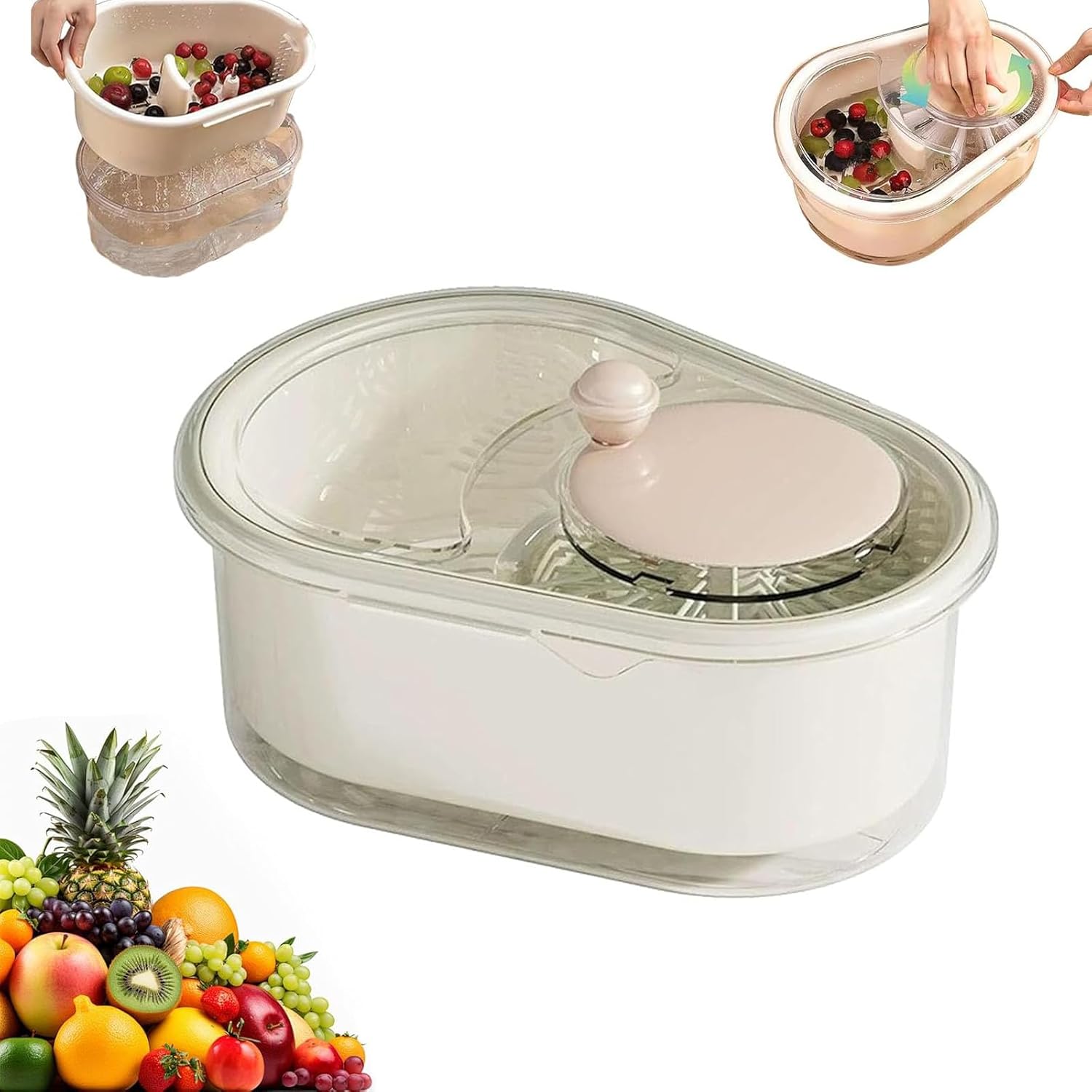 Fruit Cleaner Spinner with Brush and Lid