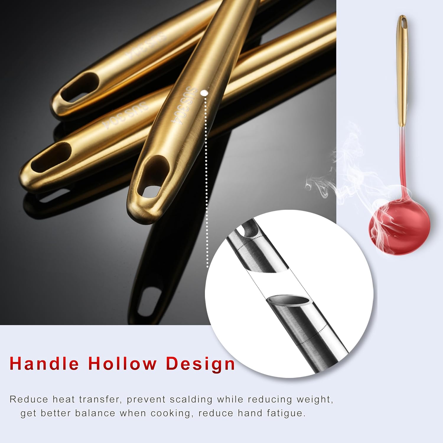 NIITAWH 9 PCS Gold Stainless Steel Cooking Utensils Set