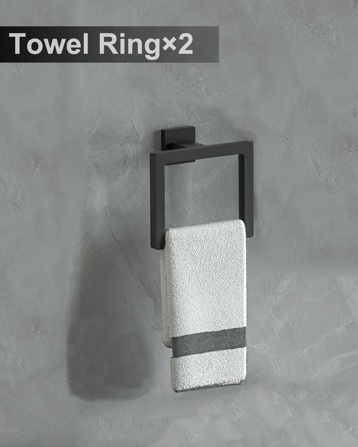 Hinmood Bathroom Hardware Set Square 10 Pieces Matte Black