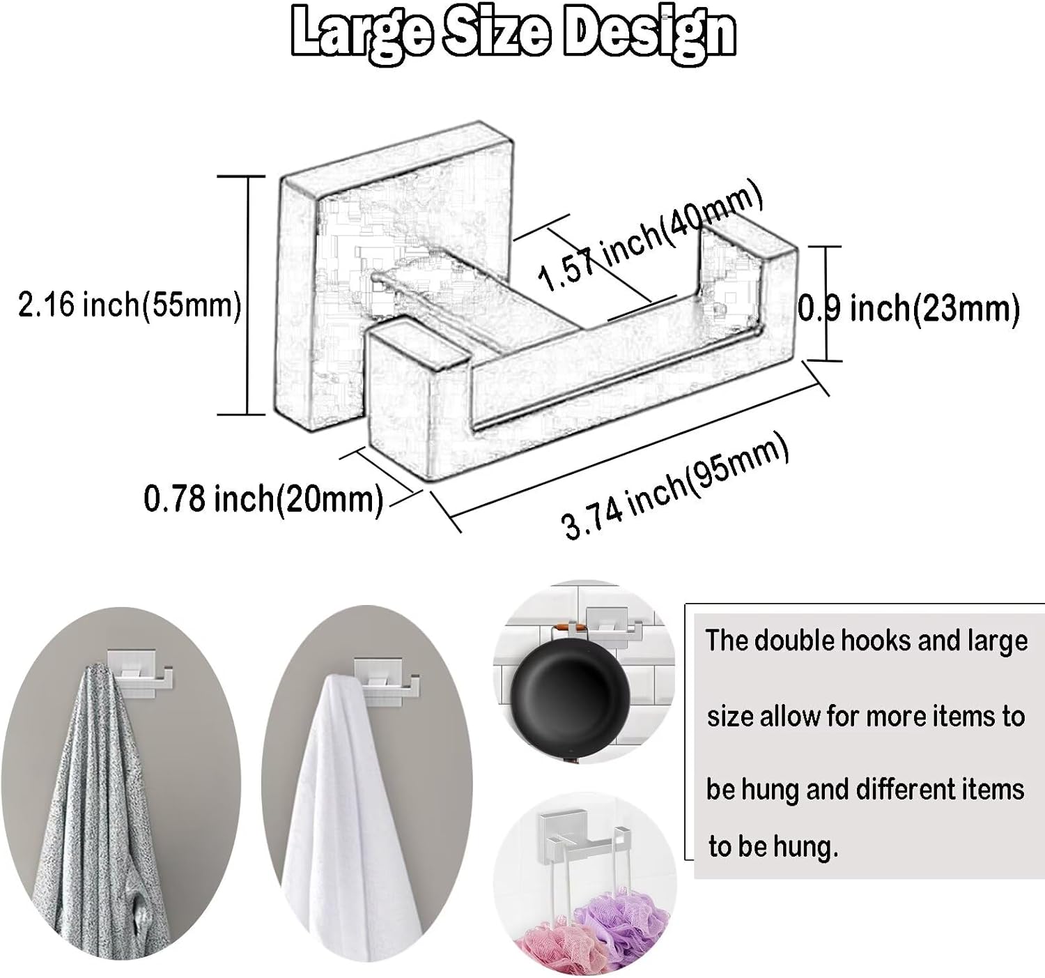 BOZWELL Double Towel Hooks Bathroom 1502-NL-1