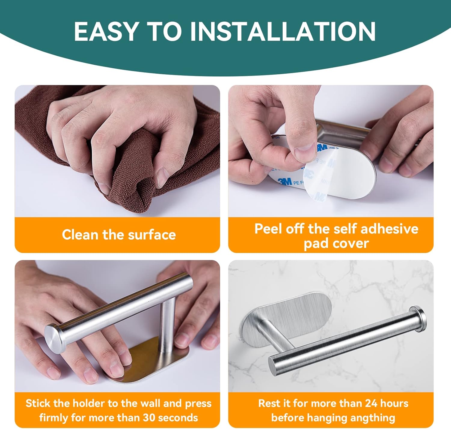 YUET Toilet Roll Holder Self Adhesive Stainless Steel