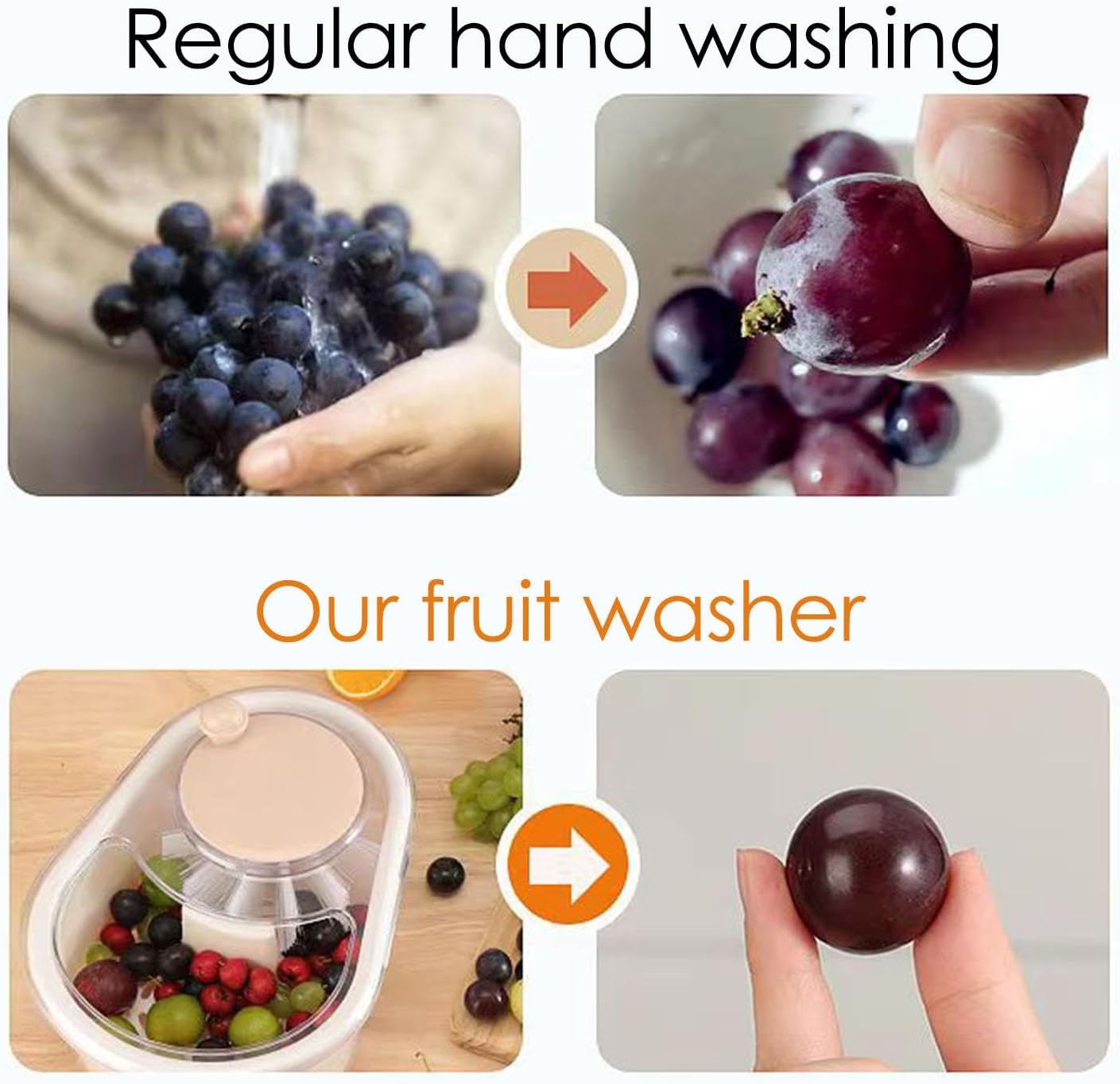 Biniveil Fruit Cleaner Spinner - Portable Manual Quick Efficient