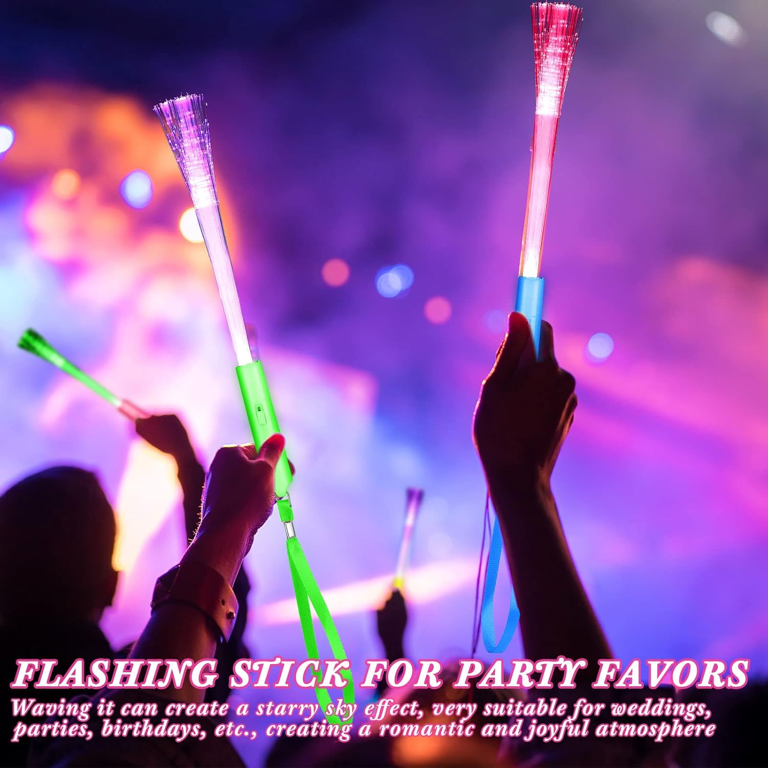 Junkin 200 Pcs LED Glow Wand Light Up Sticks with Batteries
