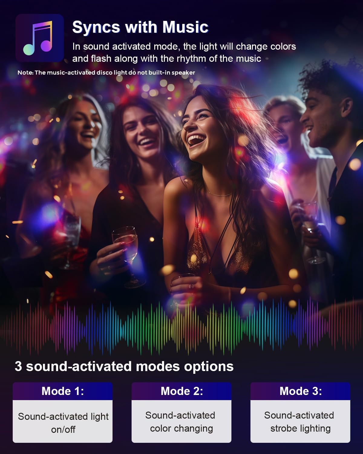 Luditek 4-Pack Sound Activated Disco Ball Lights with Remote Control