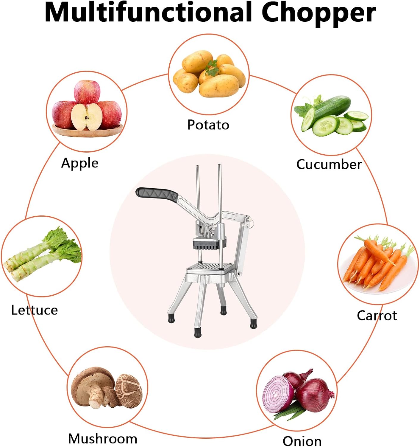 ROVSUN Commercial Vegetable Chopper with 4 Blades and 8-Wedge Blades 1