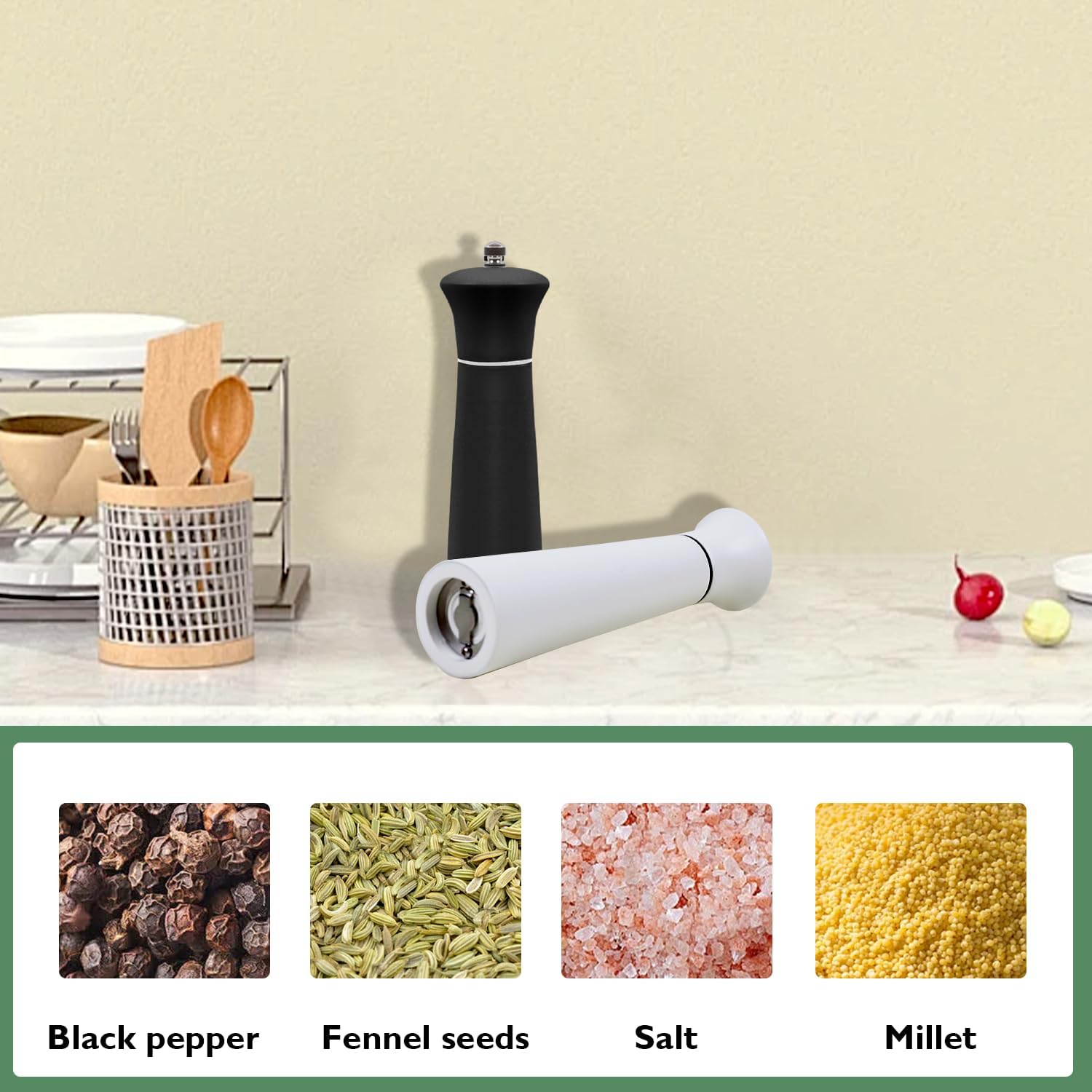 ManGotree Wooden Salt Pepper Mill Set