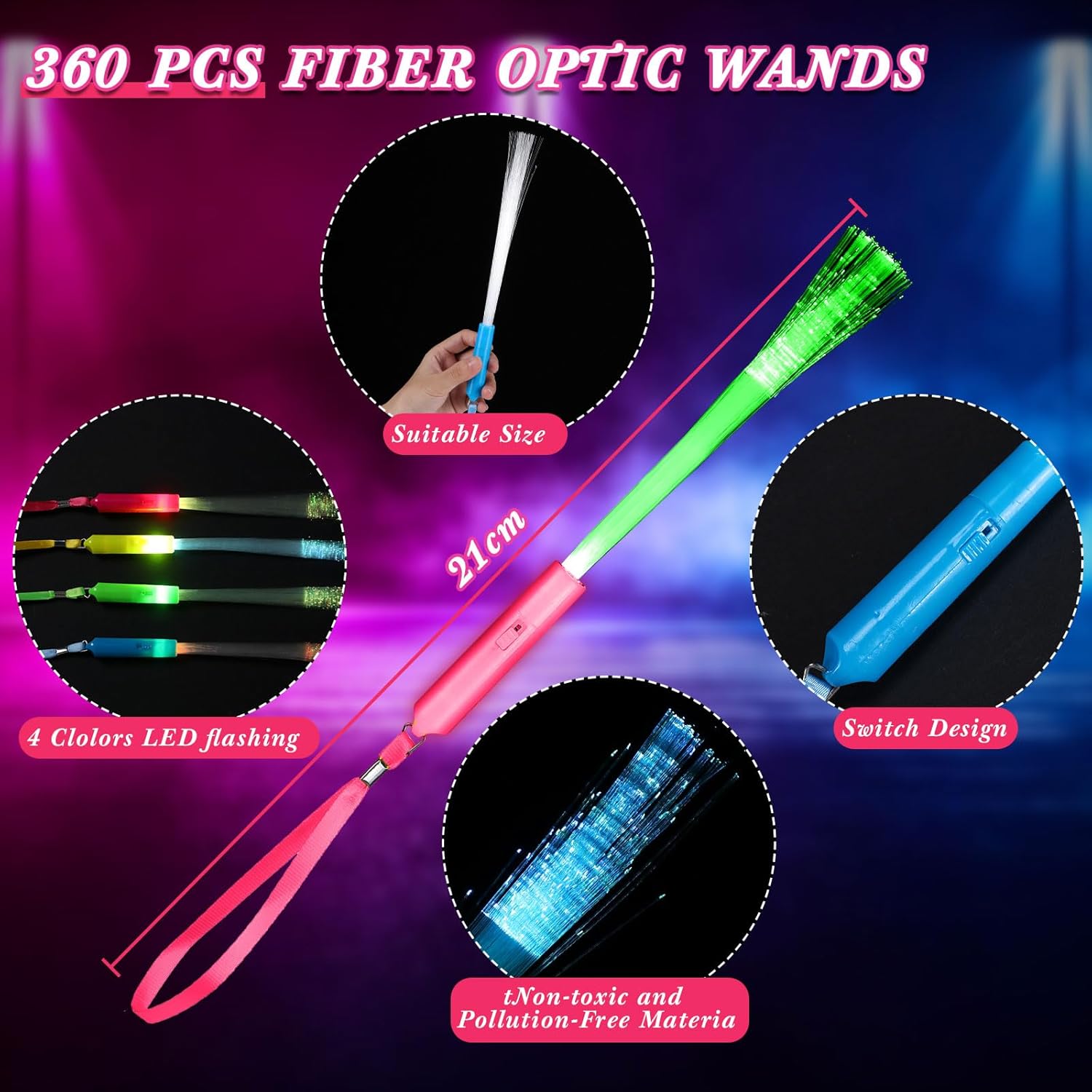 Junkin 200 Pcs LED Glow Wand Light Up Sticks with Batteries