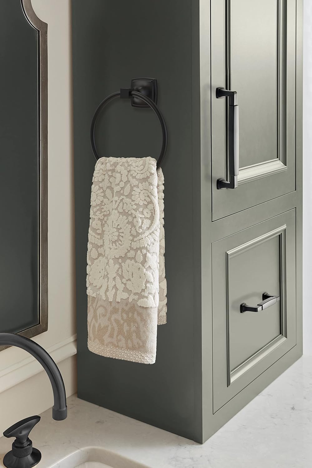 Amerock BH36092MB Matte Black Towel Ring 1